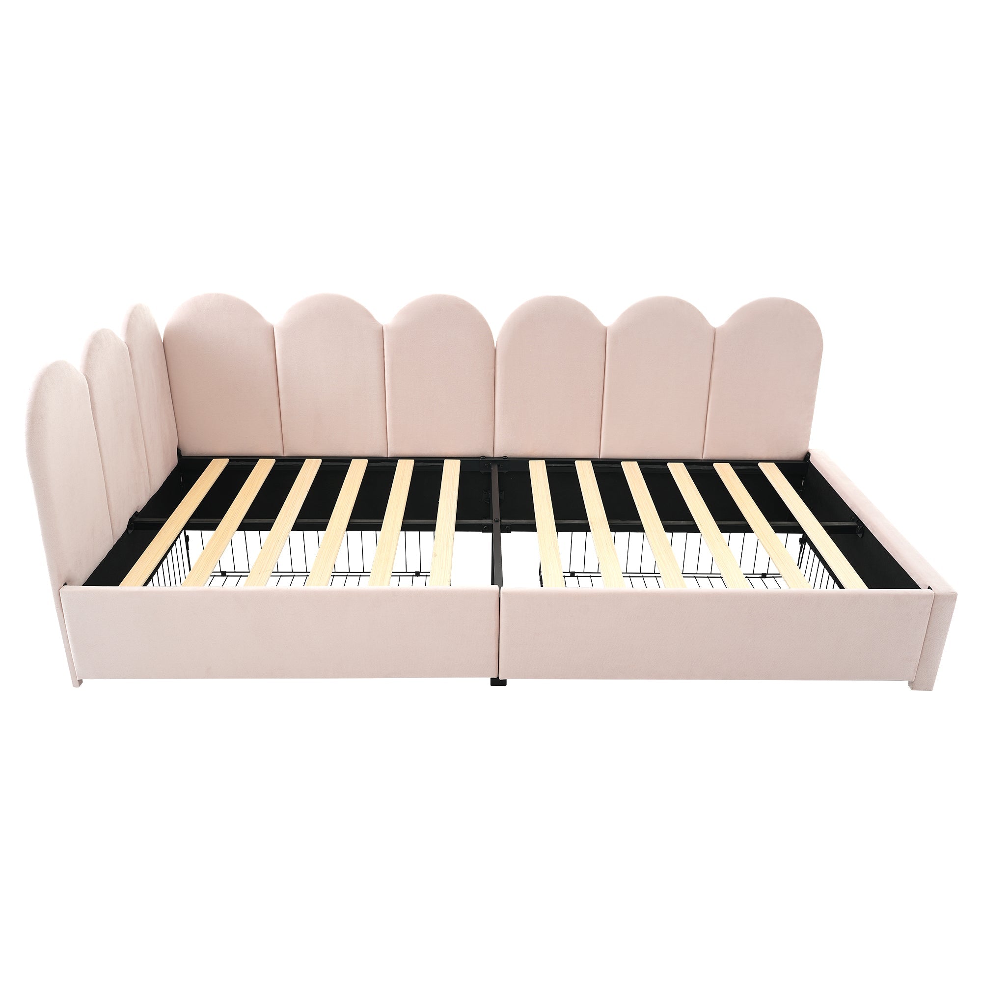 Logidon gestoffeerd bed 90x200 roze fluweel dagbed met lades