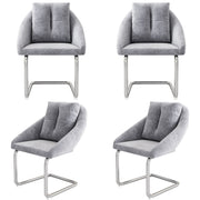 Logidon Grijze Fluwelen Stoelenset Ergonomische Eettafelstoelen Metalen Frame