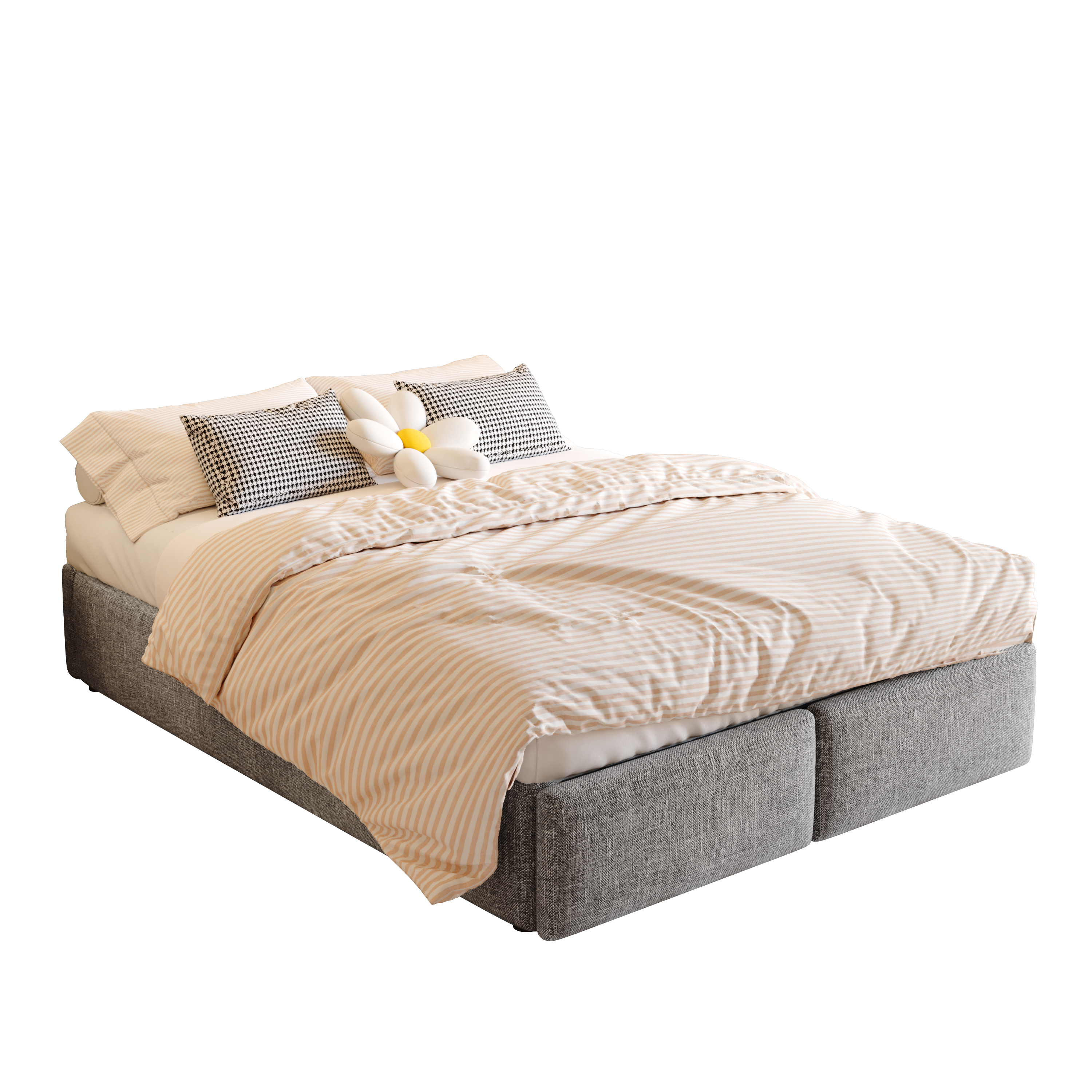 Logidon gestoffeerd bed 140x200 grijs hydraulische opbergruimte 2 lades