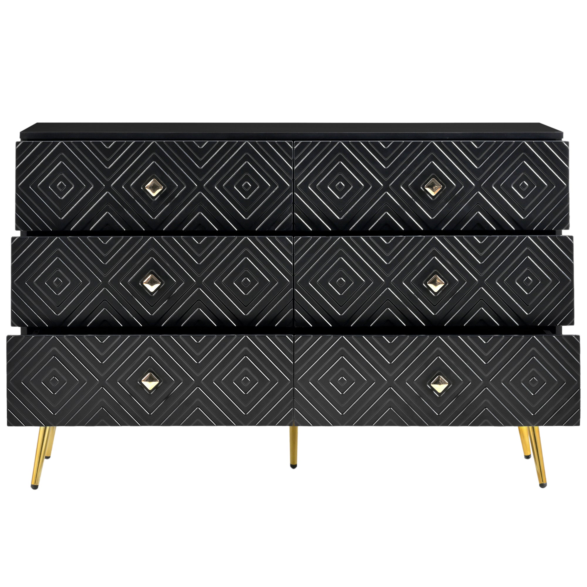 Logidon Ladekast 6 lades zwart goud moderne stijl 120x40x80 cm