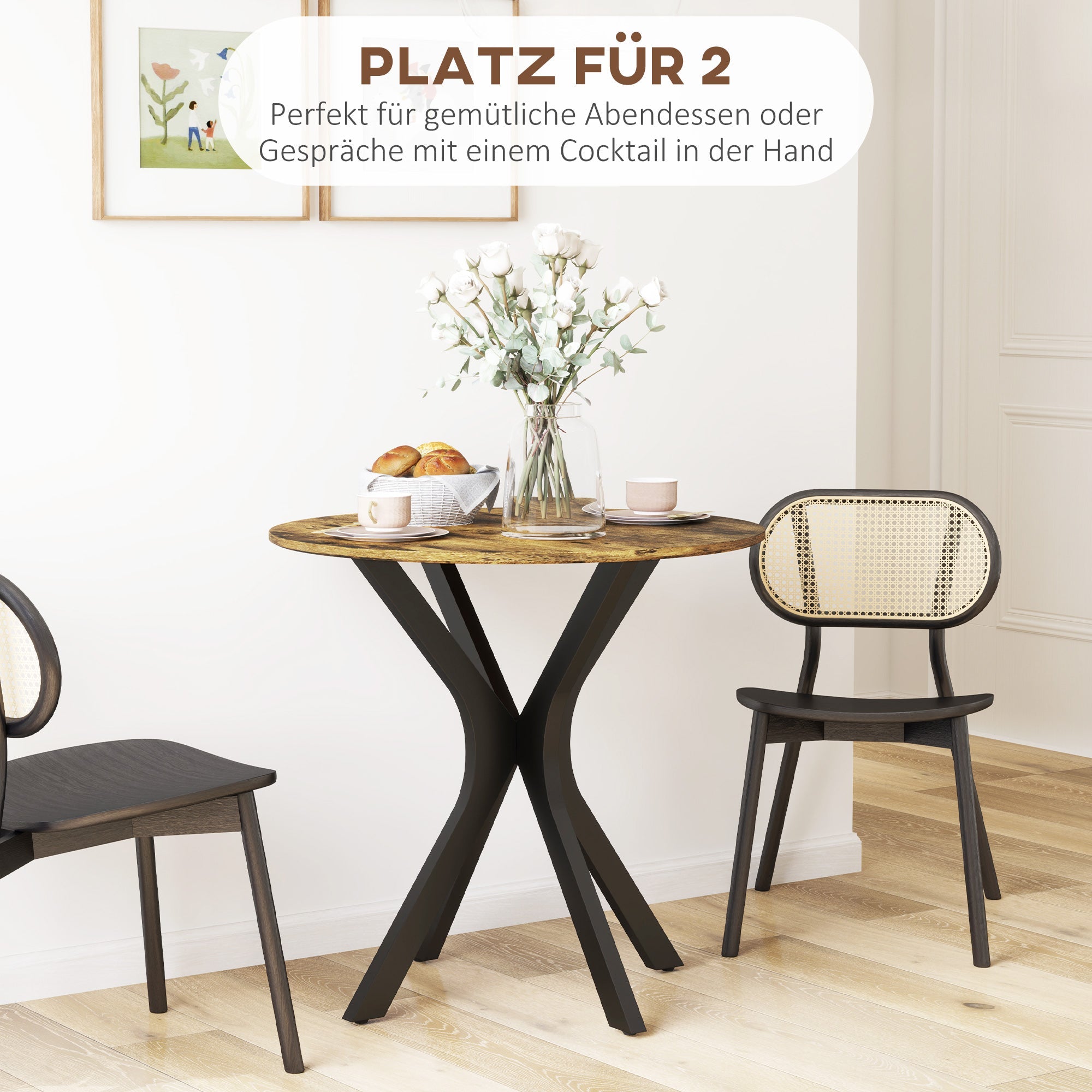 Logidon Round Dining Table Brown With Spider Steel Frame 78 x 75 cm