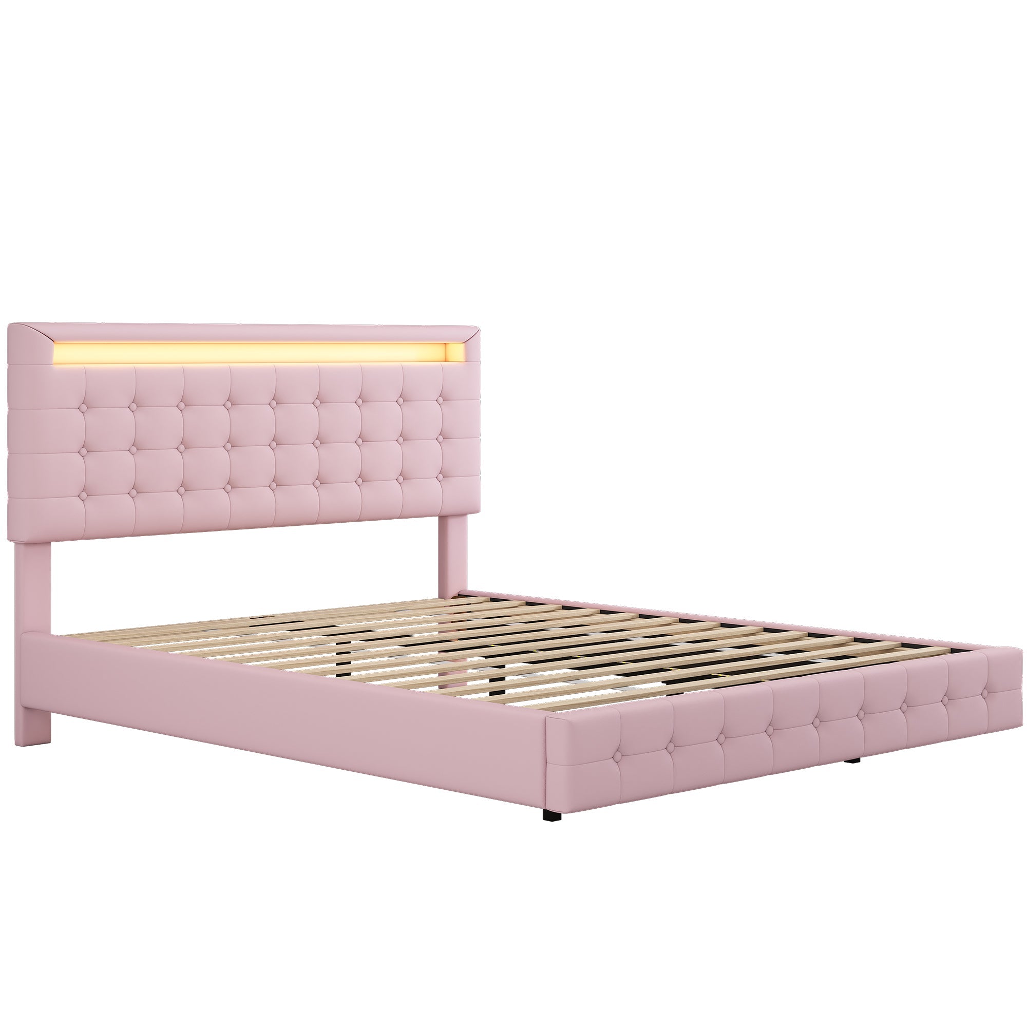 Logidon 140x200 cm flatbed roze LED-licht 24 knoppen afstandsbediening