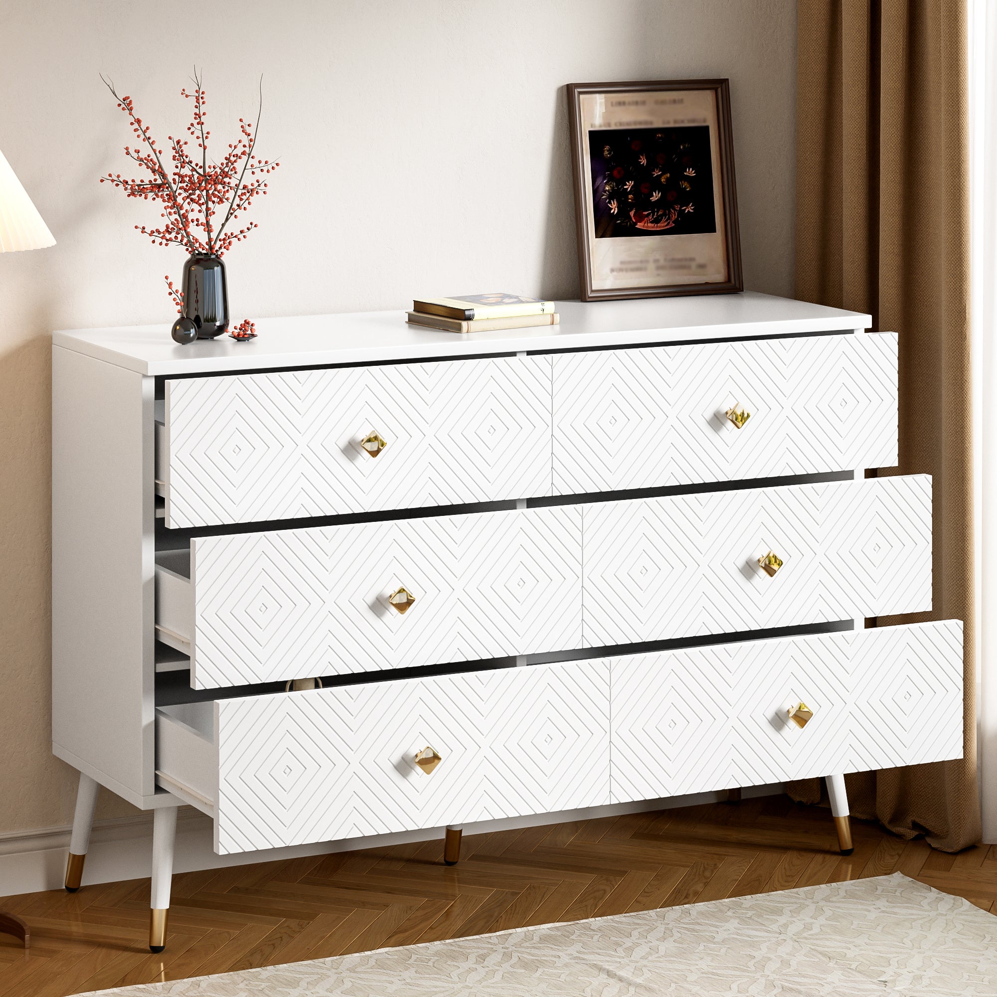 Logidon Moderne ladekast 6 lades 120x40x80 cm wit