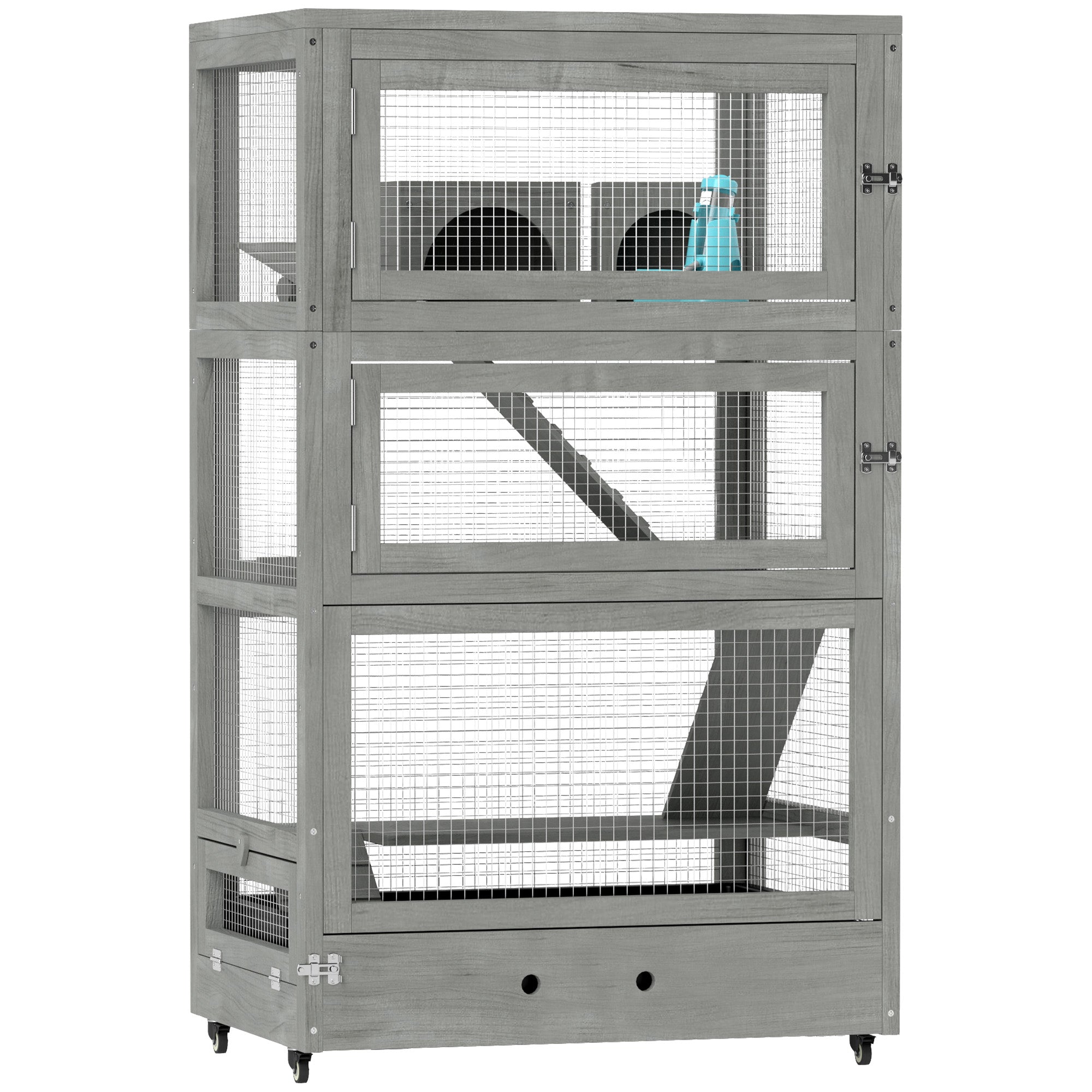 Logidon Dwerghamsterkooi Hout Grijs 65x45x109 cm met slot