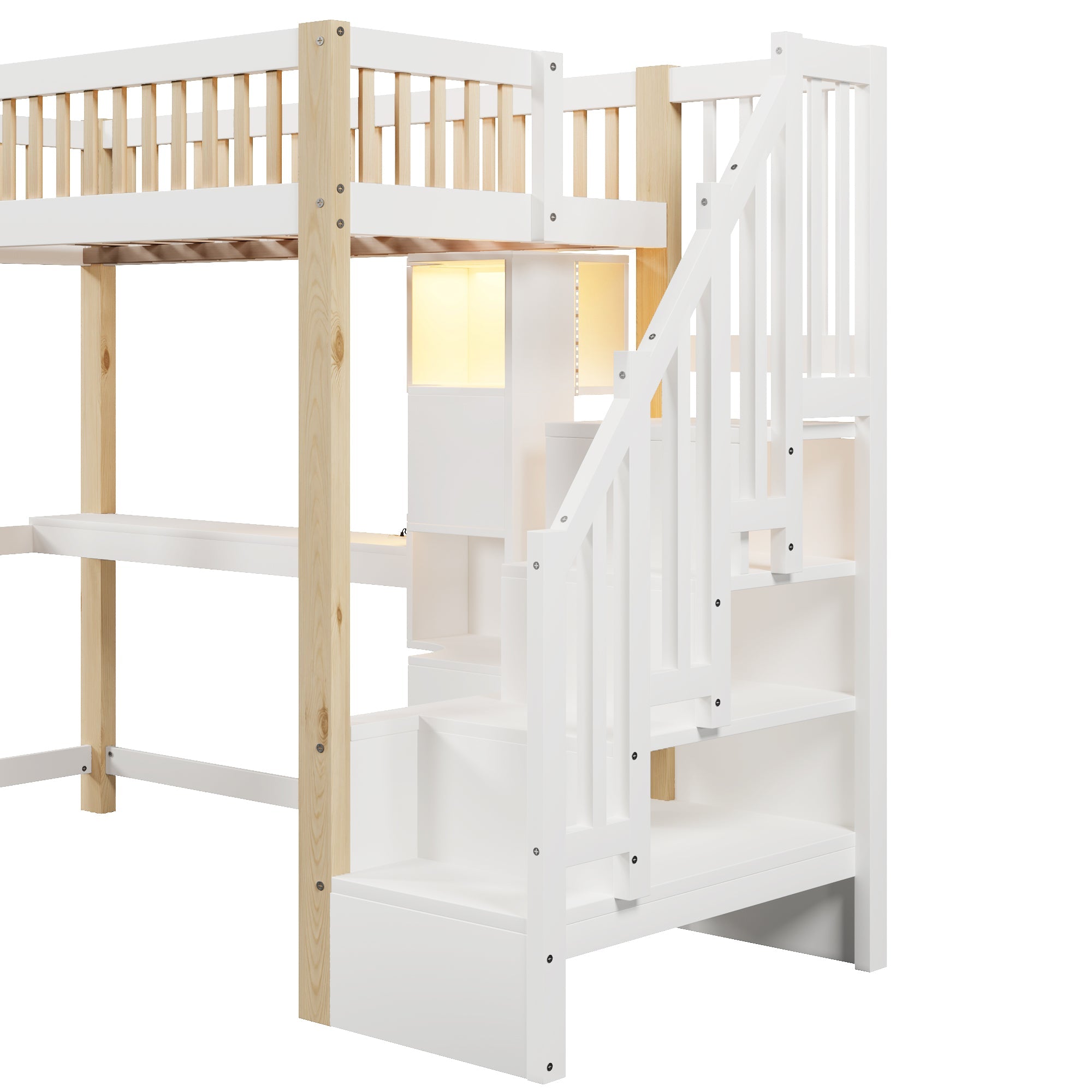 Logidon hoogslaper 90x200cm met LED verlichting raamvorm wit naturel