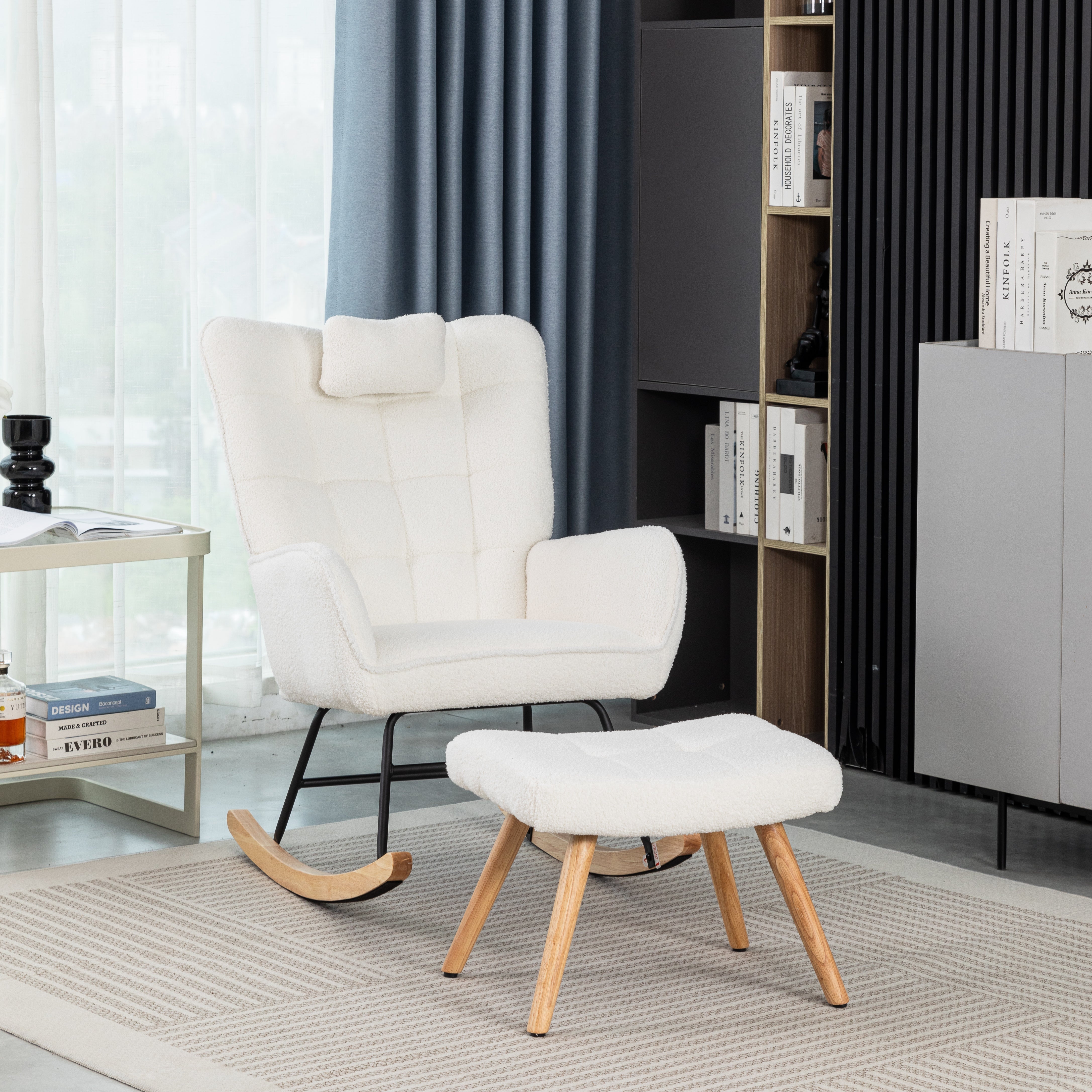 Logidon ergonomische schommelstoel wit, 92 cm hoog, zitvlak 65 cm