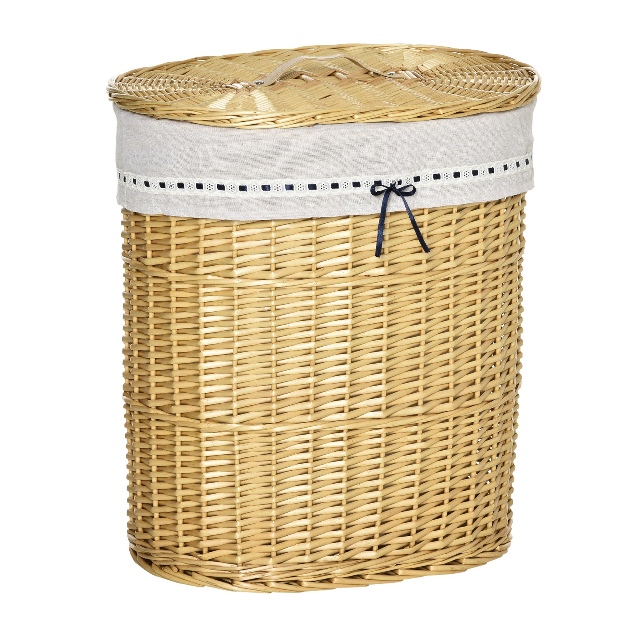 Logidon wasmand met deksel van riet 100 L naturel 51x38x57cm