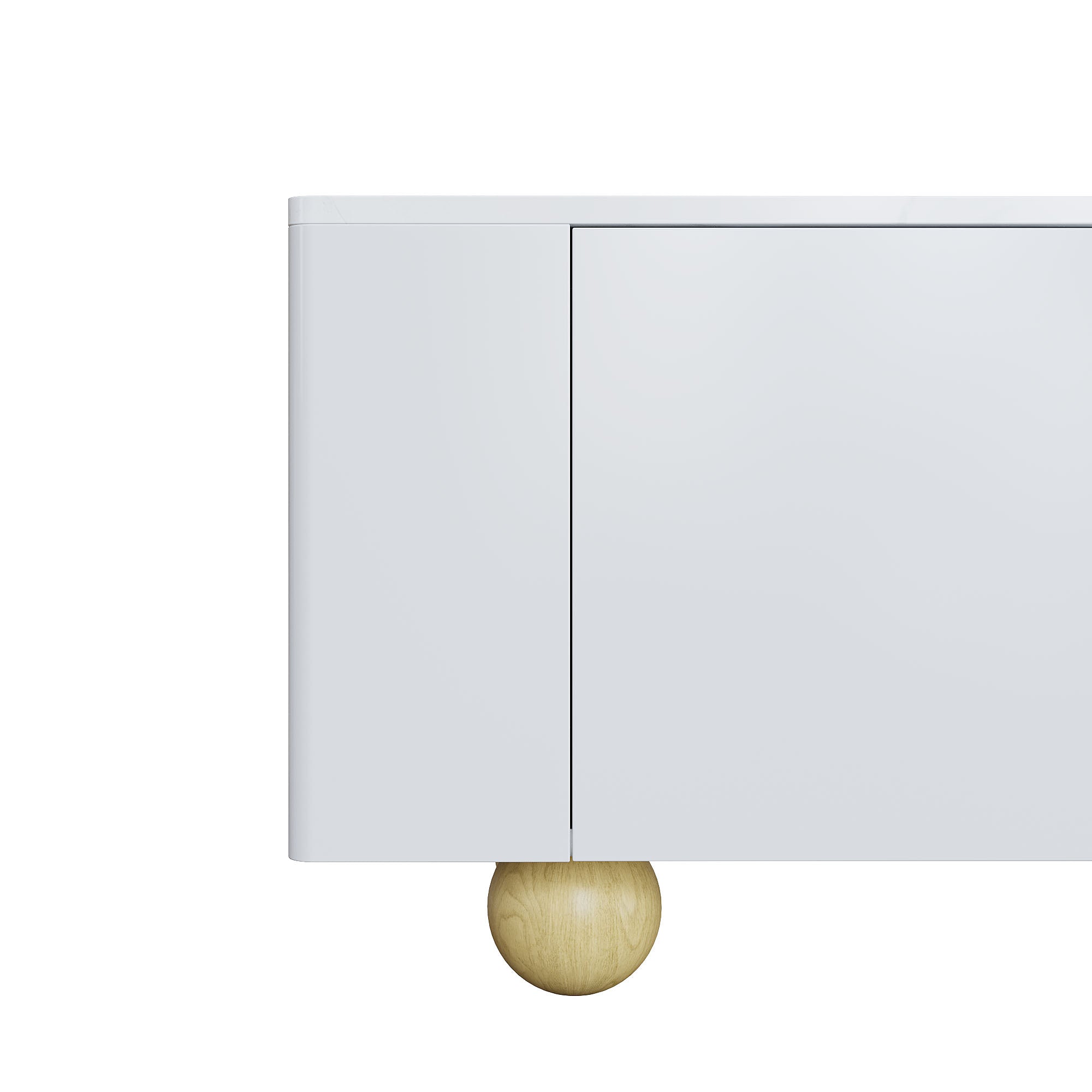 Logidon Wit TV-meubel 180 cm - 4 deuren, marmerlook, houten poten
