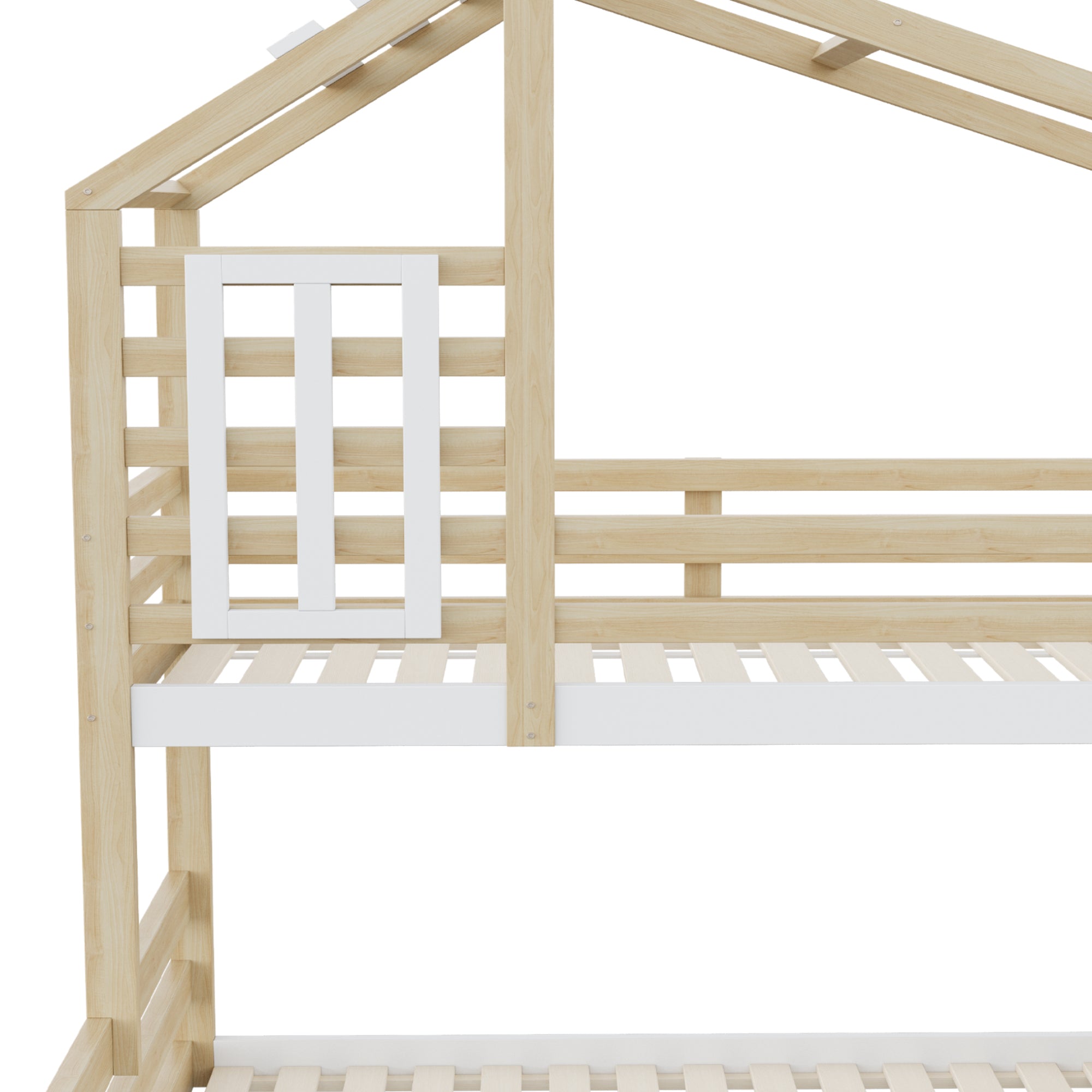 Logidon stapelbed 90x200 cm natuurlijk grenenhouten raamrailing