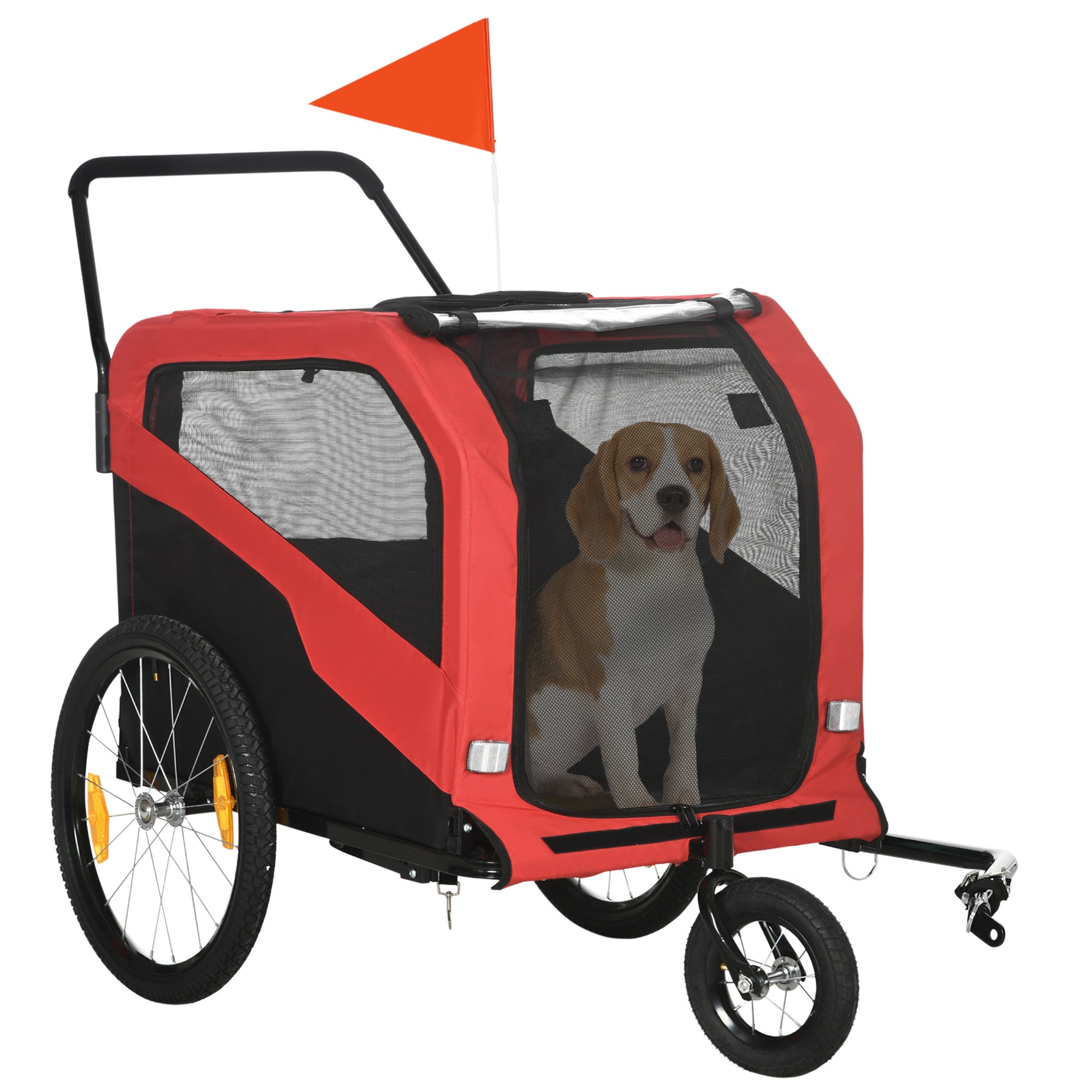 Logidon 2-in-1 hondenkar en hondenbuggy rood voor grote honden tot 30 kg