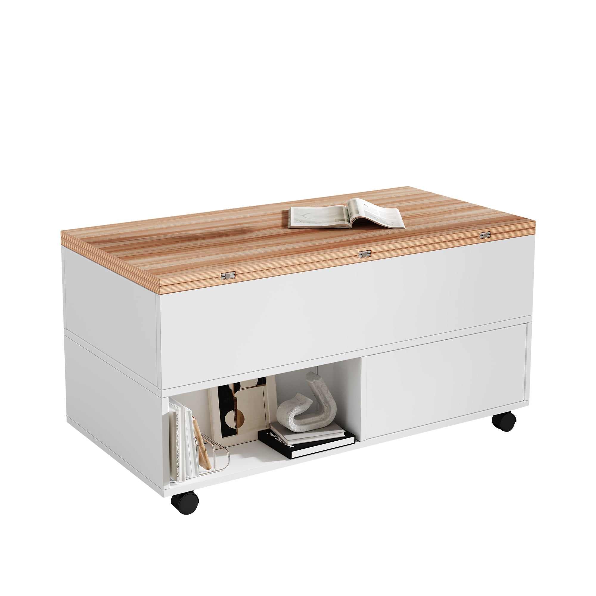 Logidon salontafel Lift Top 100x50 wit houtlook met 4 lades