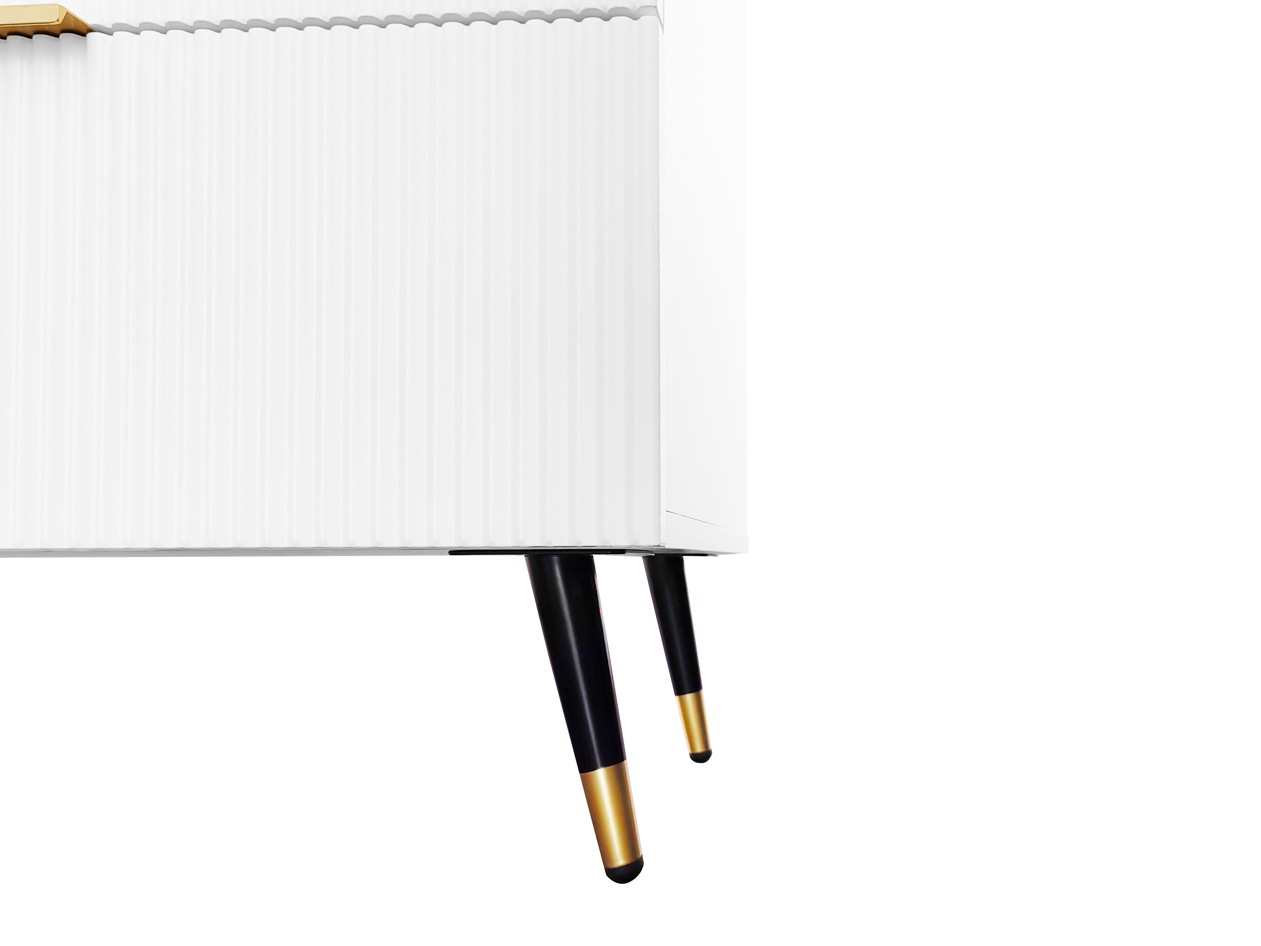 Logidon Elegant sideboard white 120x40x77 cm 6 drawers gold accents