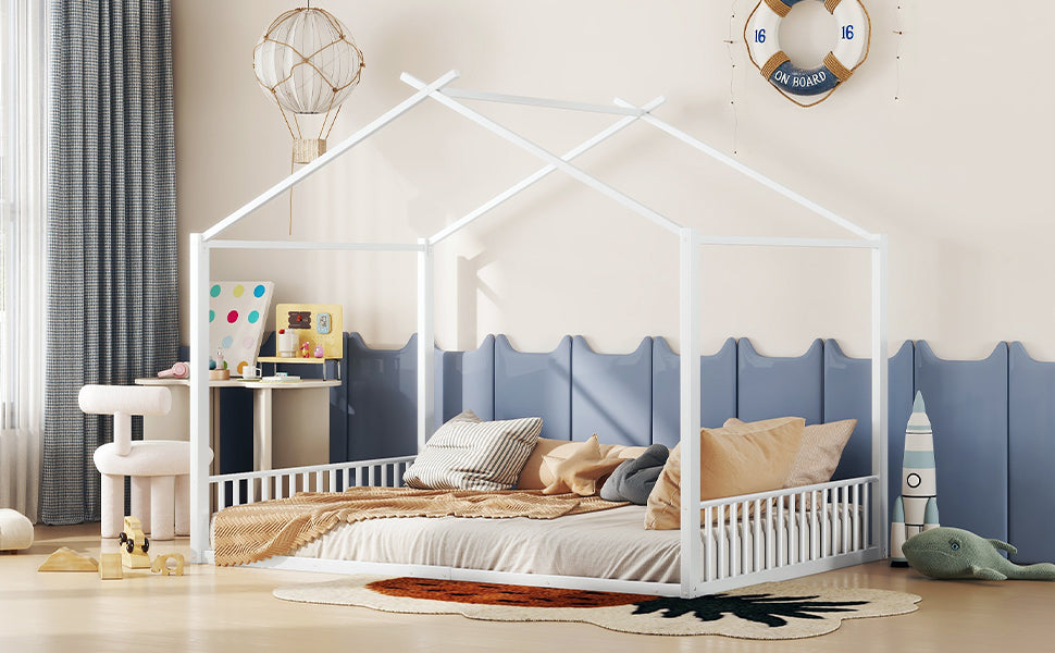 Logidon gestoffeerd bed 140x200 cm zonder matras Wit ijzeren framebed