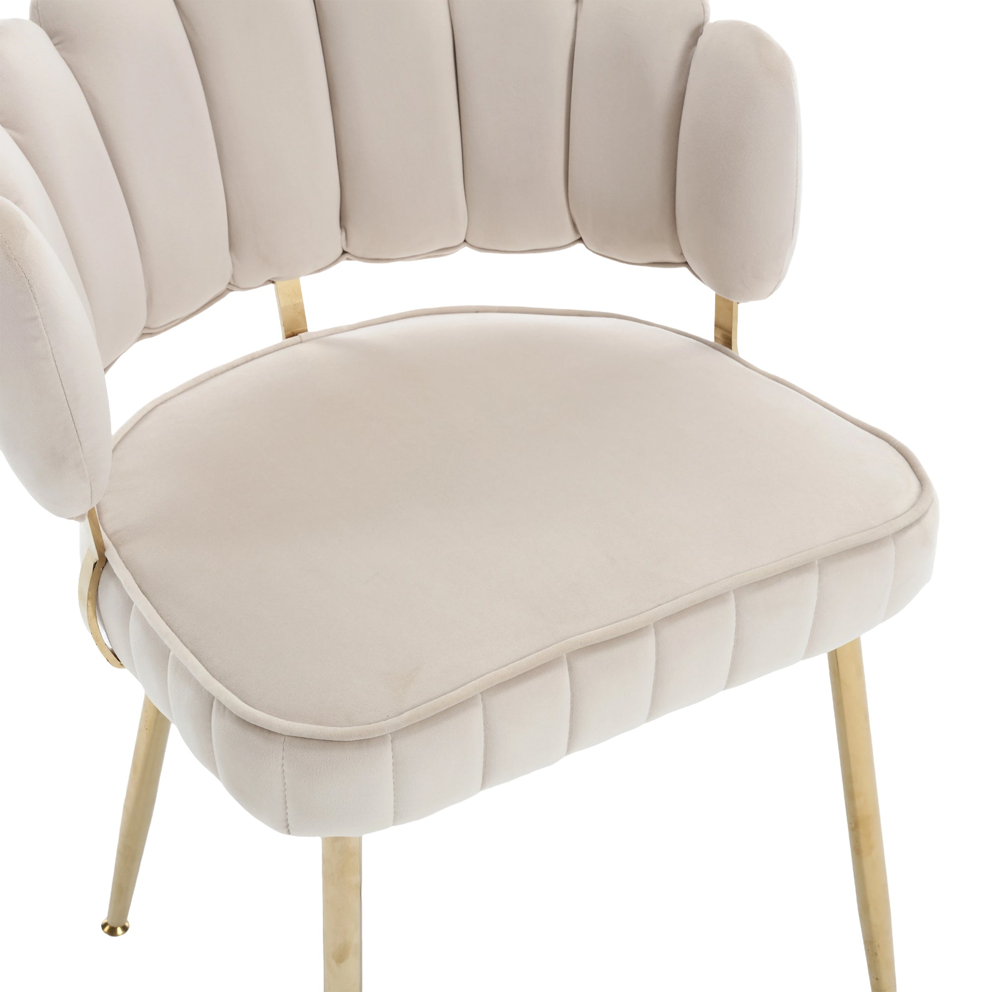 Logidon Modern Velvet Living Room Chairs Ivory Velvet Set of 2