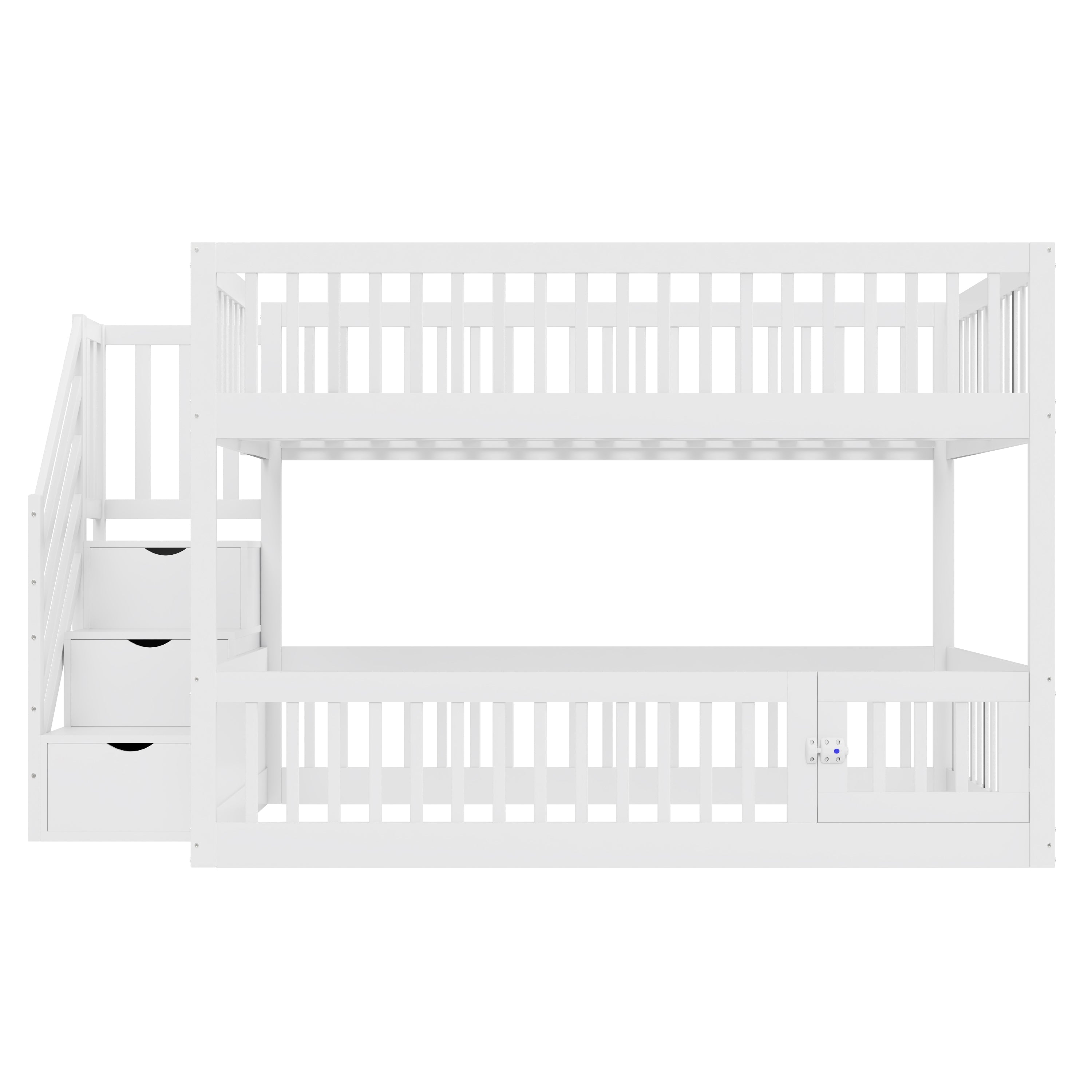 Logidon stapelbed 140x200 met trap en lades wit