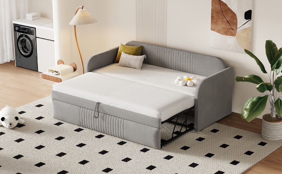 Logidon gestoffeerd bed slaapbank 90/180x190 cm lichtgrijs