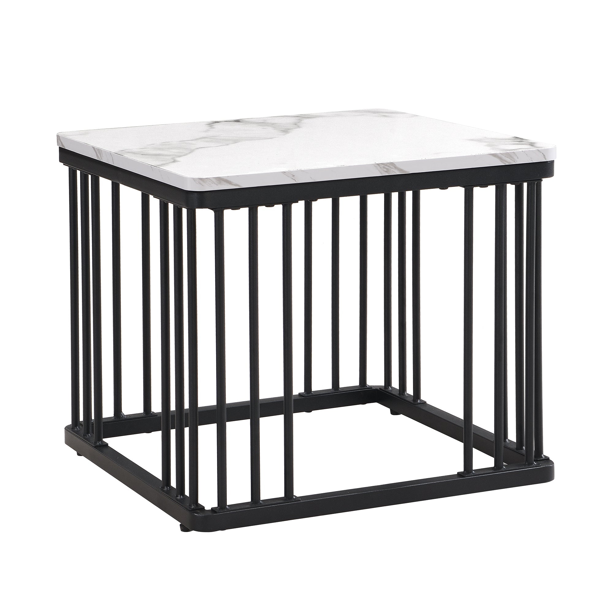 Logidon Stijlvolle 2-delige salontafelset wit marmerlook 60x60 cm