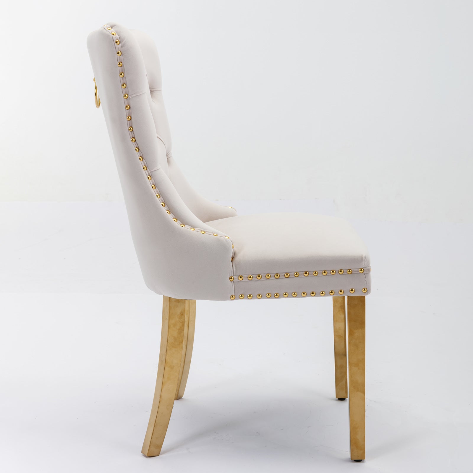 Logidon Nikki Collection Velor Chair Beige Golden Legs Set 2
