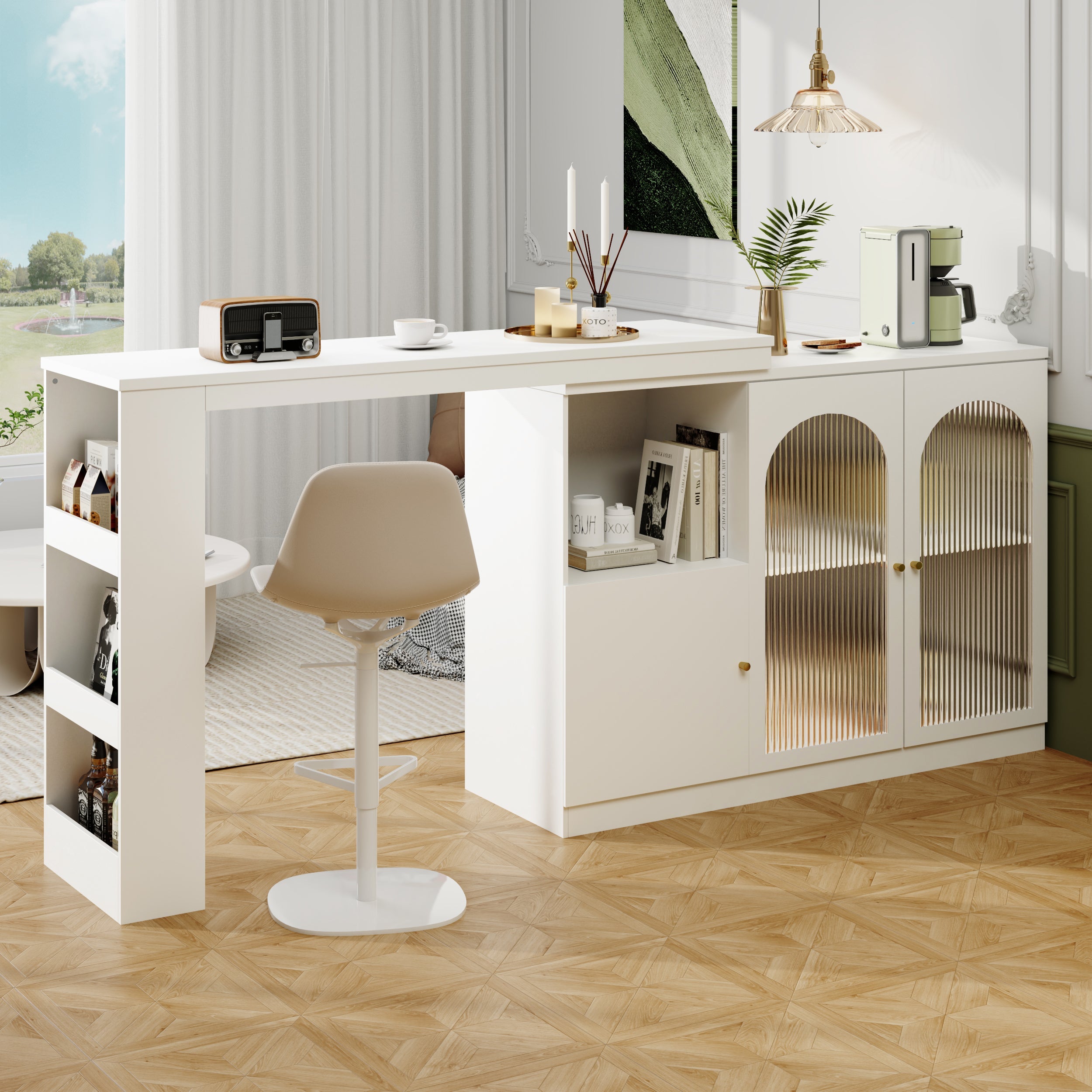 Logidon 360 graden draaibare bartafel 120x40x97 cm wit