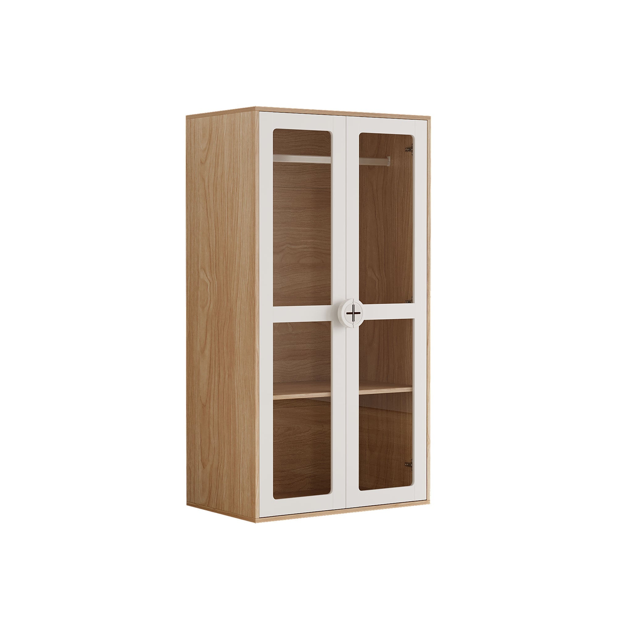 Logidon Kledingkastset Wit Met Glazen Deur 80x50x150 cm