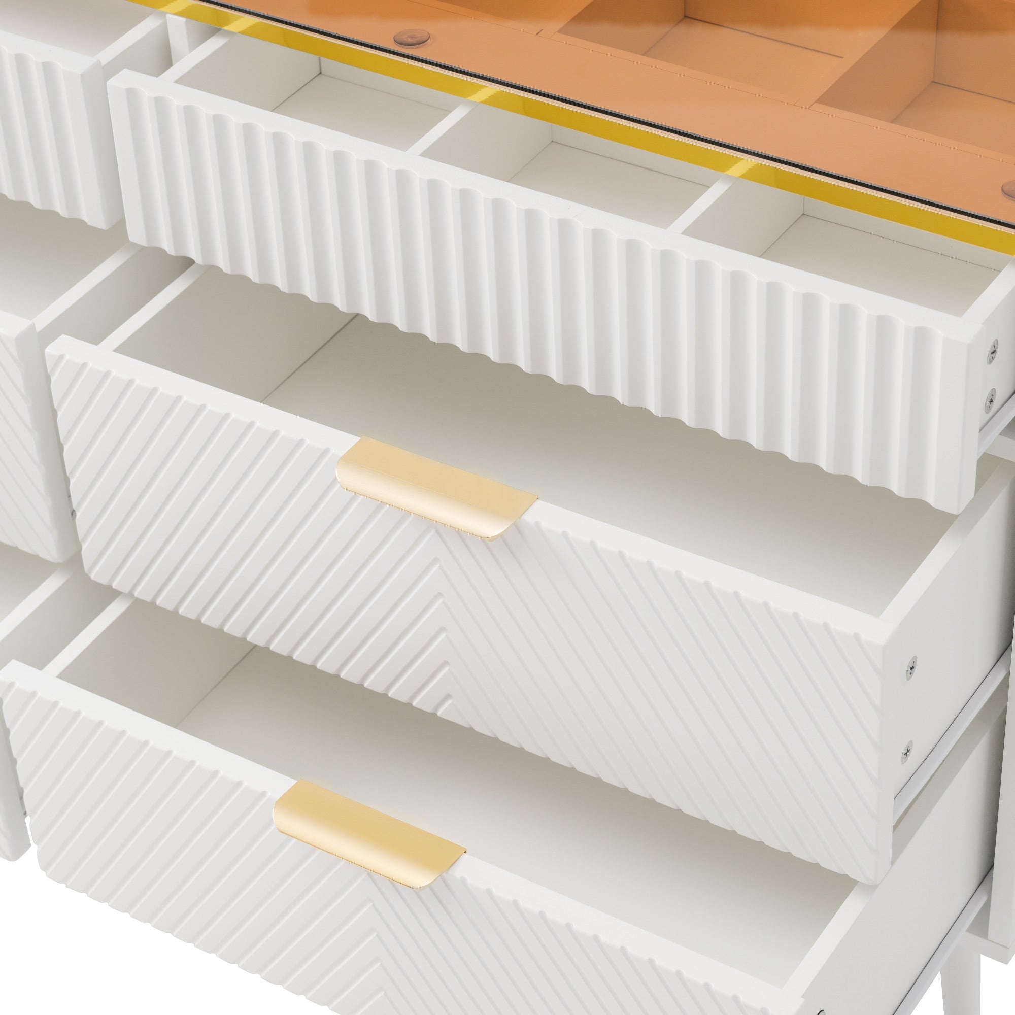 Logidon ladekast amber glazen dressoir 6 lades 120x40x76 wit