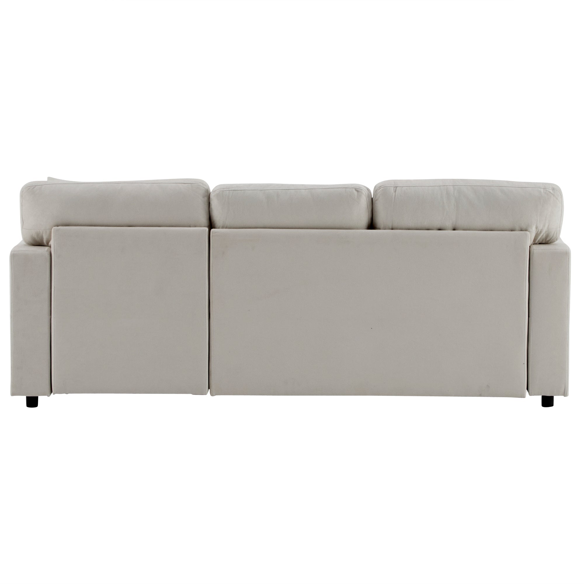 Logidon corner sofa bed L-shape extendable beige with bed box shelf
