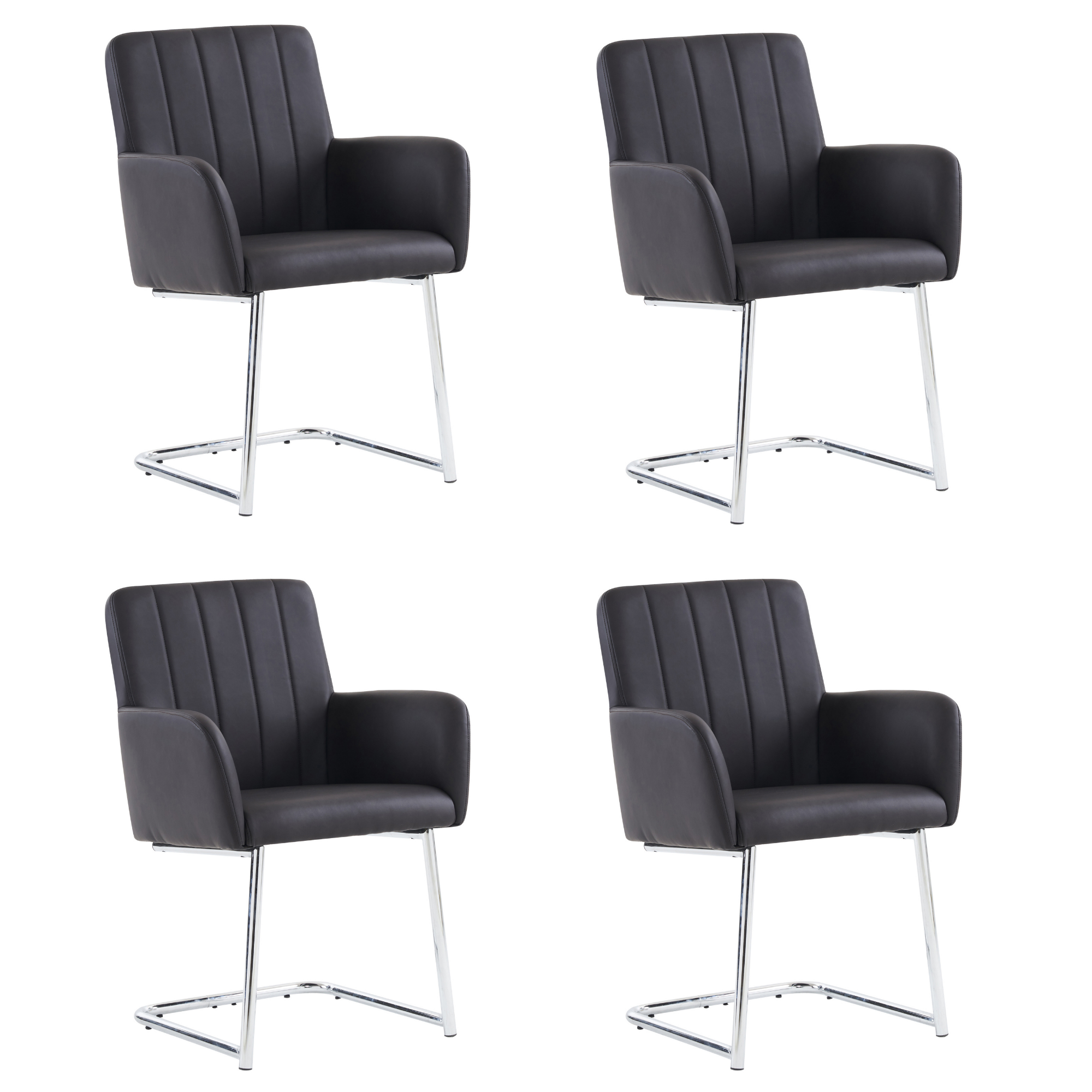 Logidon Set van 4 eetkamerstoelen kunstleer zwart Z-design