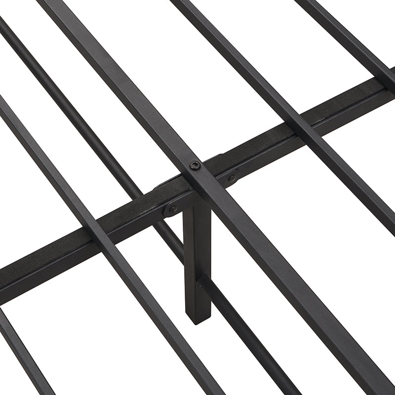 Logidon metalen bed 140x200 met opbergruimte USB-poorten zwart walnoot