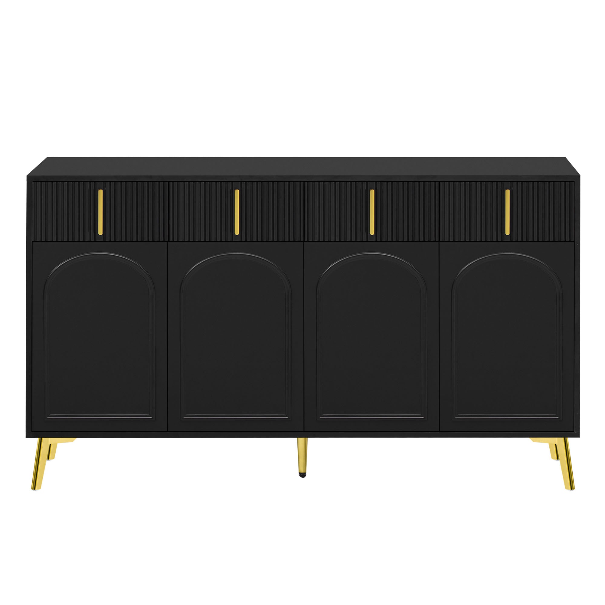 Logidon Dressoir Zwart met Gouden Handgrepen en Poten 140x37,8x82