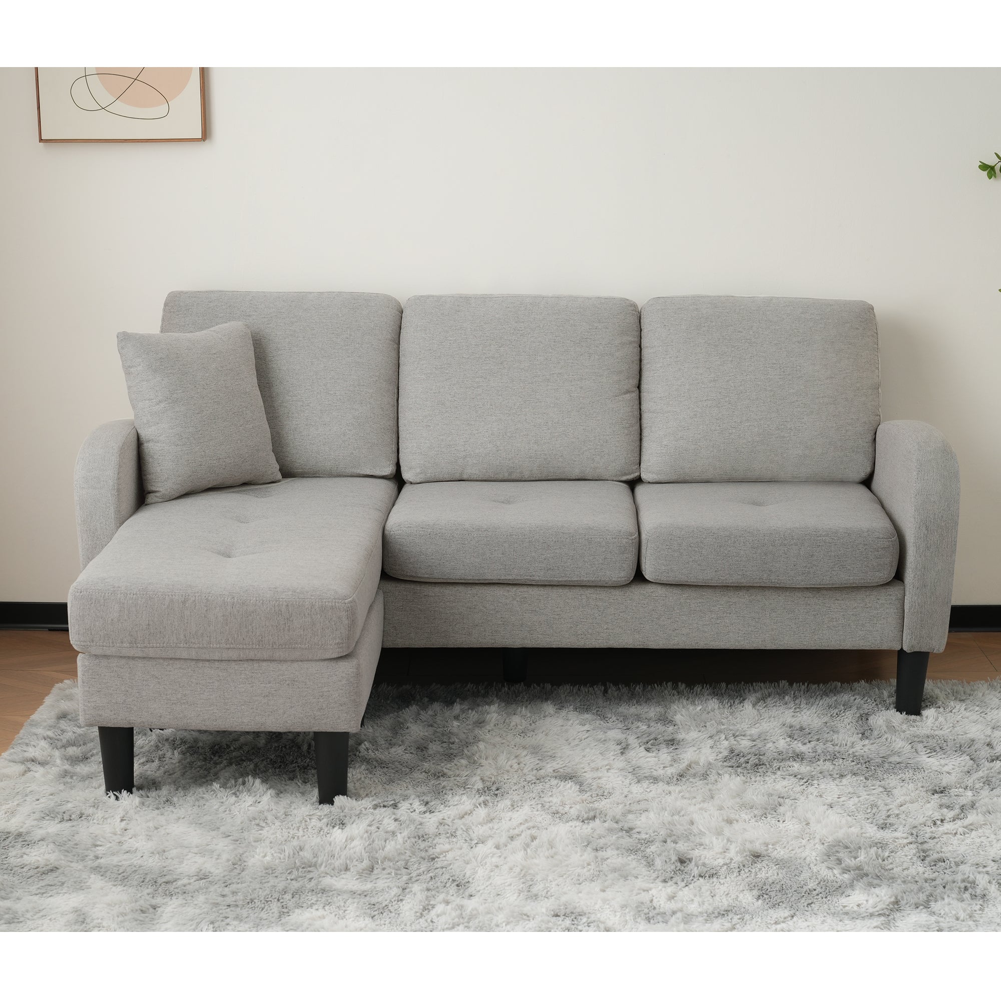 Logidon L-vormige hoekbank met chaise longue Grijs 185 x 118 cm