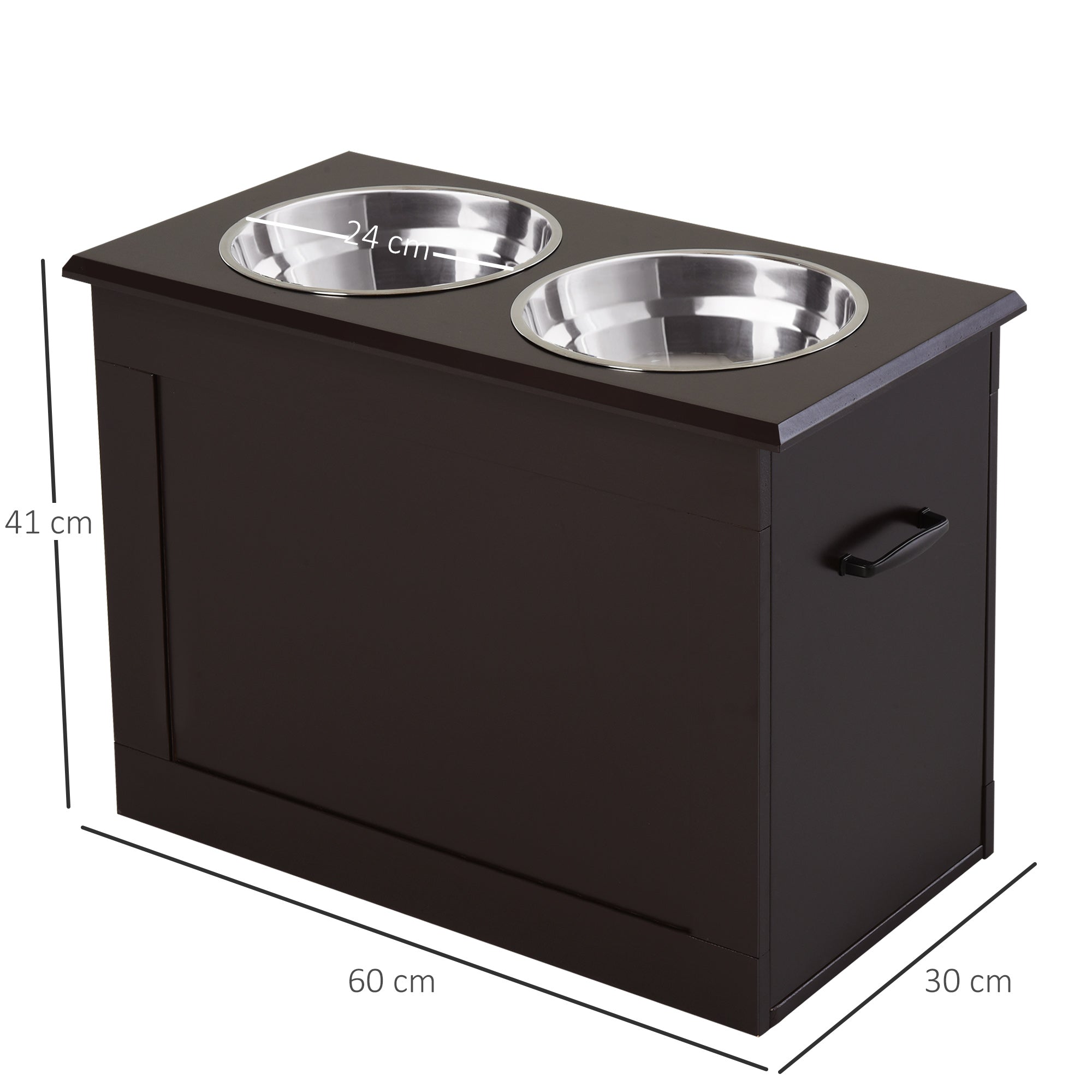 Logidon Fressnapf MDF Bruin Espresso 60x30x41 cm Opbergruimte 2 kommen