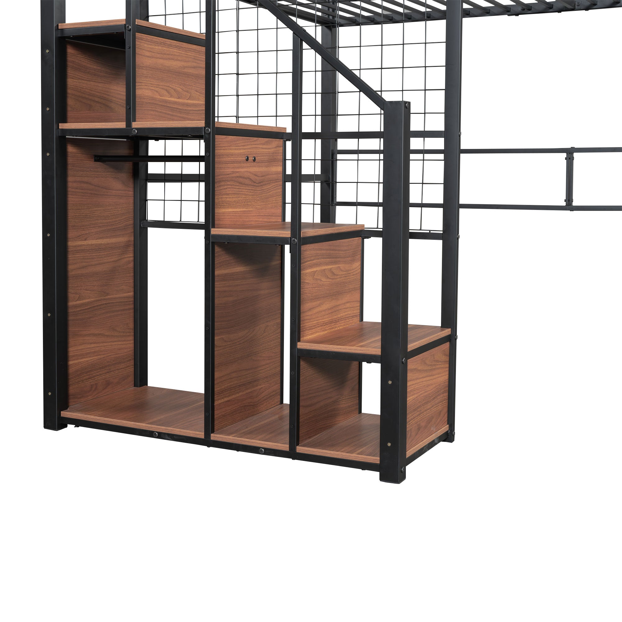 Logidon hoogslaper 140x200 met veiligheidsladder metalen frame zwart