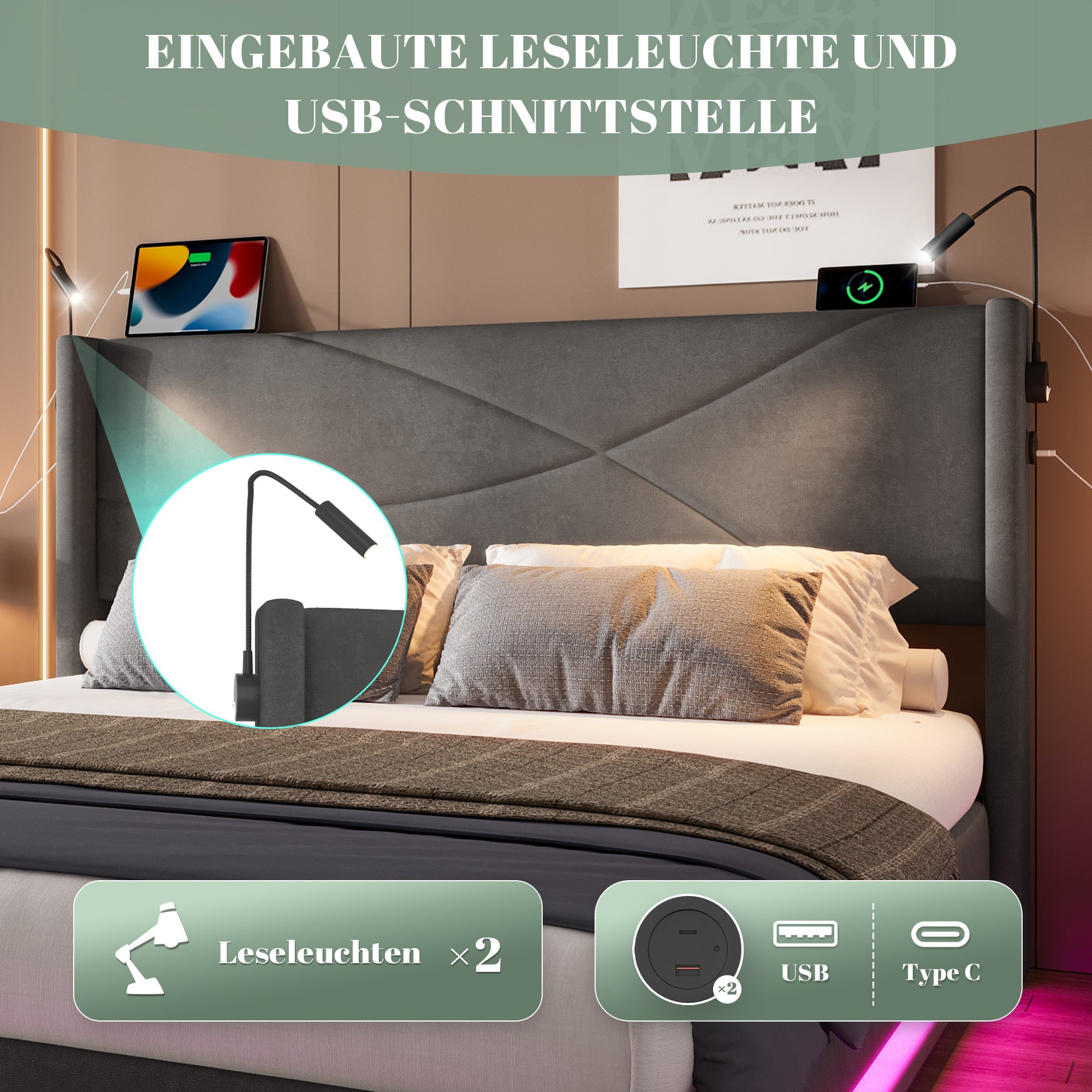 Logidon bedframe 160x200 cm met hydraulische opbergruimte