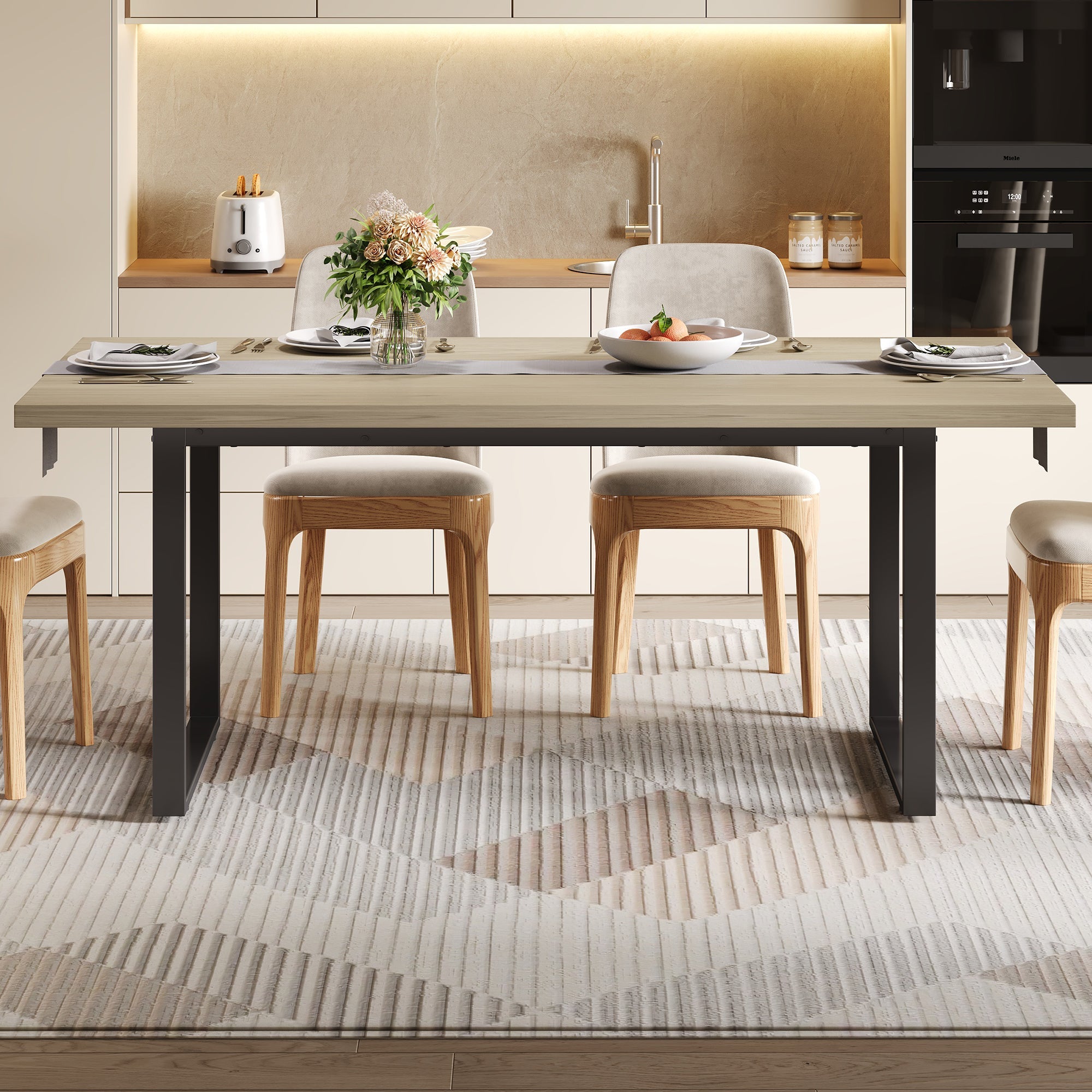 Logidon eettafel 160x80 cm industriële houtlook, metalen frame