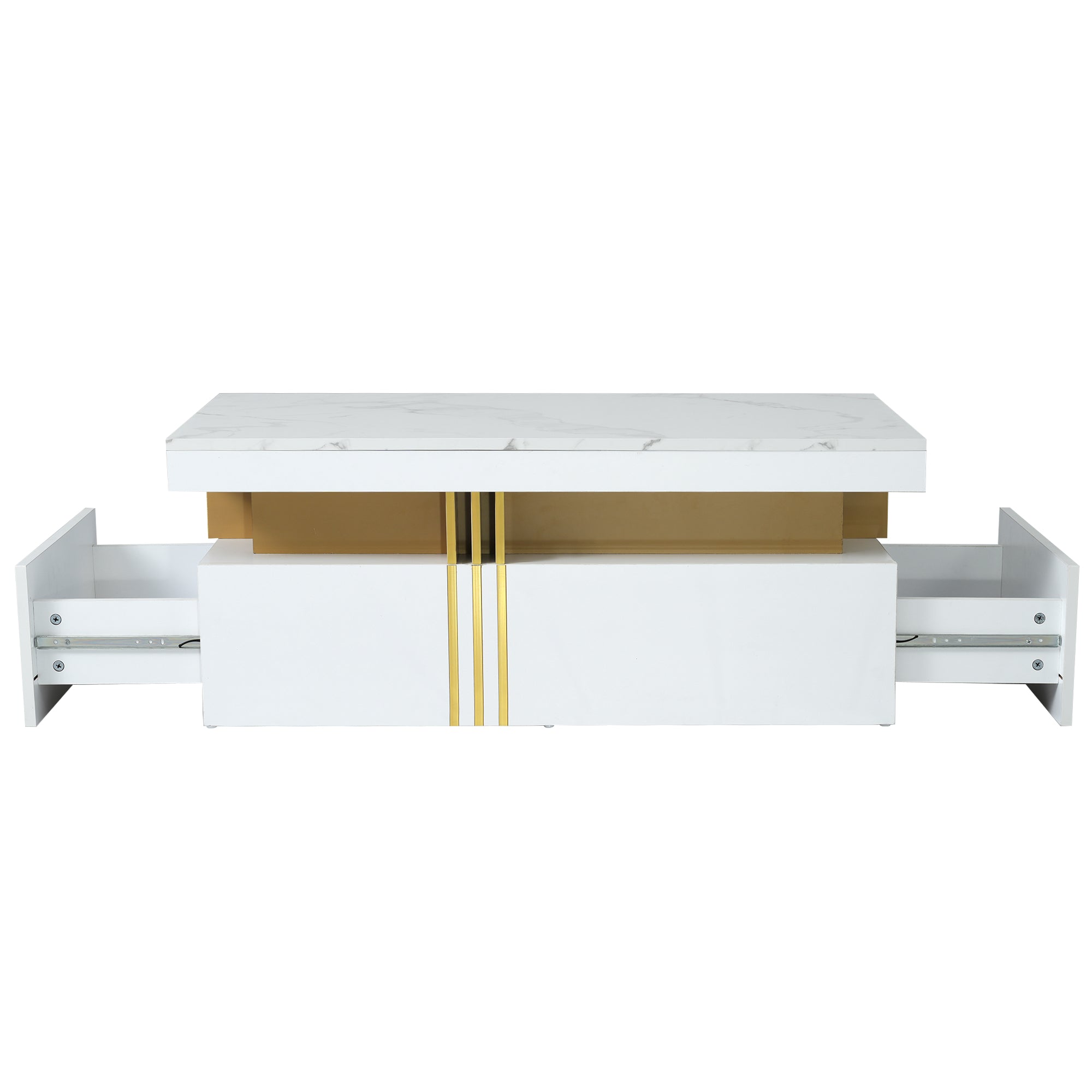 Logidon Modern coffee table high gloss top, 2 drawers, 100x50 cm