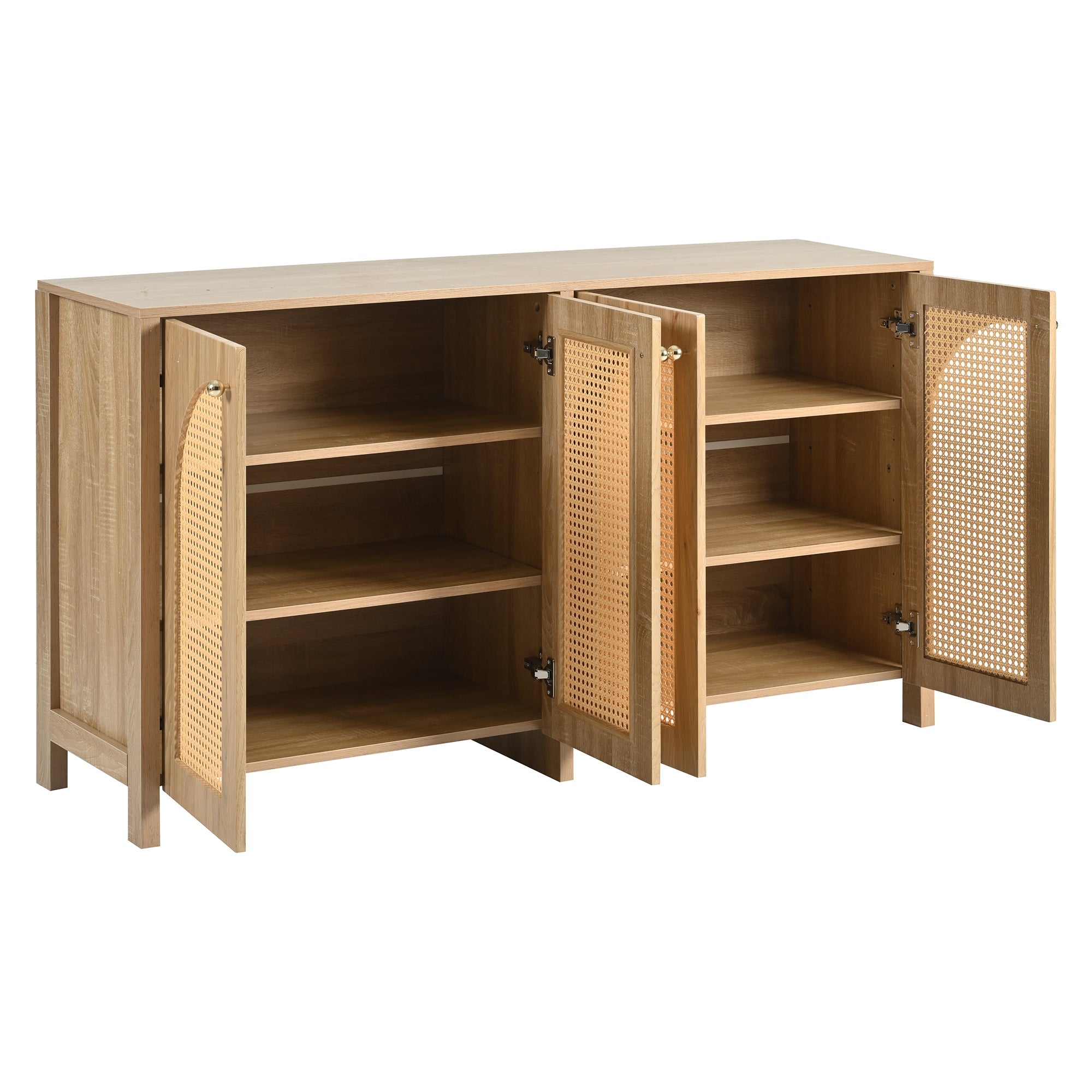 Logidon Dressoir 145x40x80 cm met vier rotan deuren natuurlijk hout