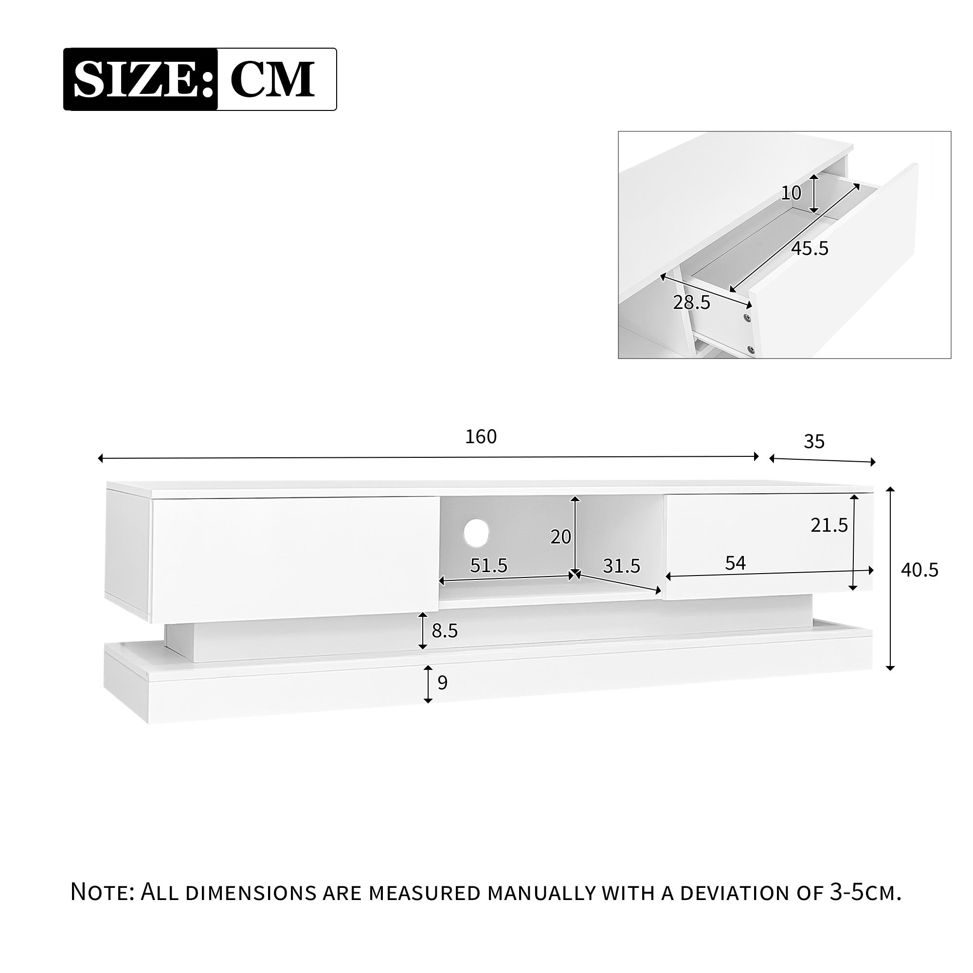Logidon wit TV-meubel 160 cm met LED-verlichting app bediening