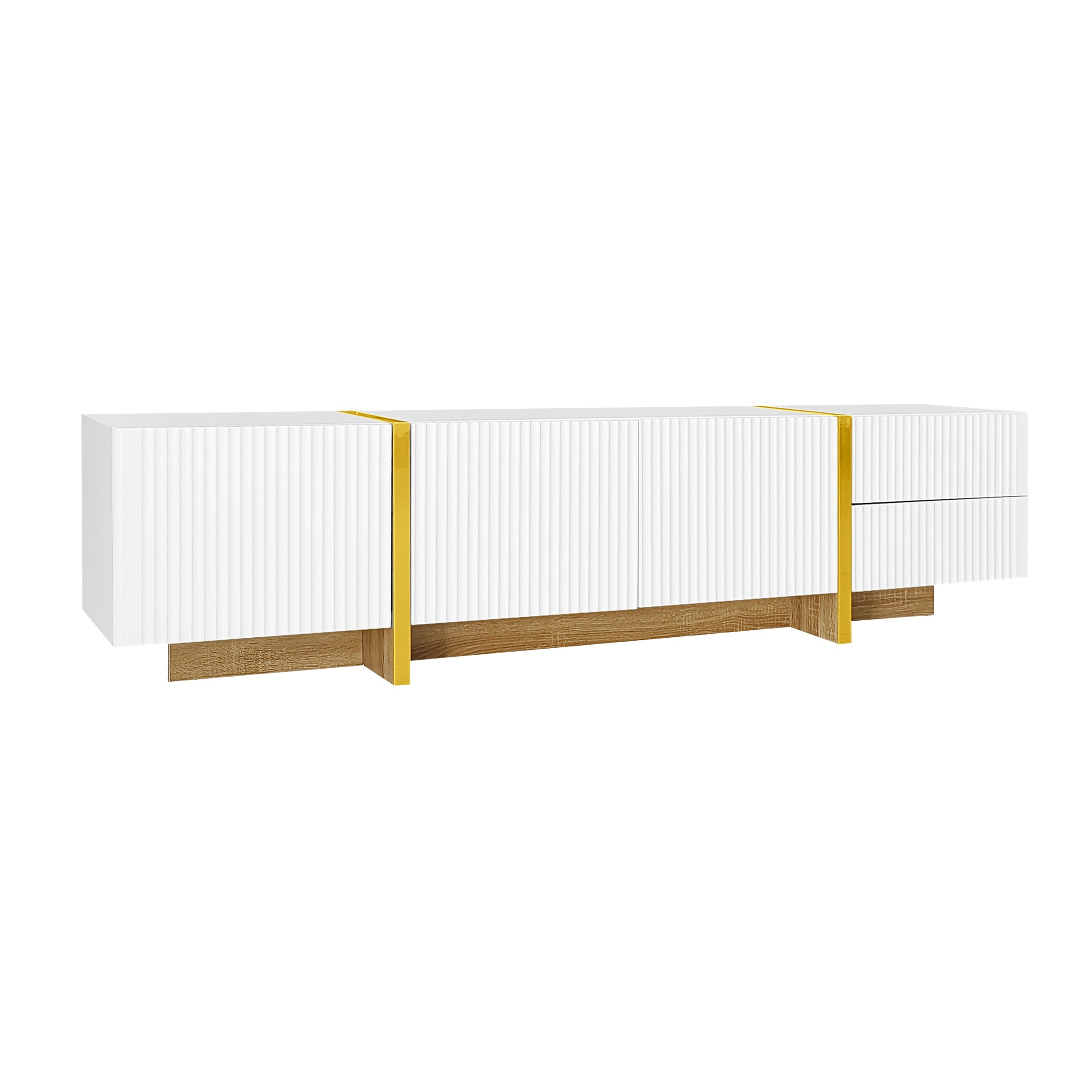 Logidon TV-meubel 190 cm wit goud houtnerf 3 deuren 2 lades