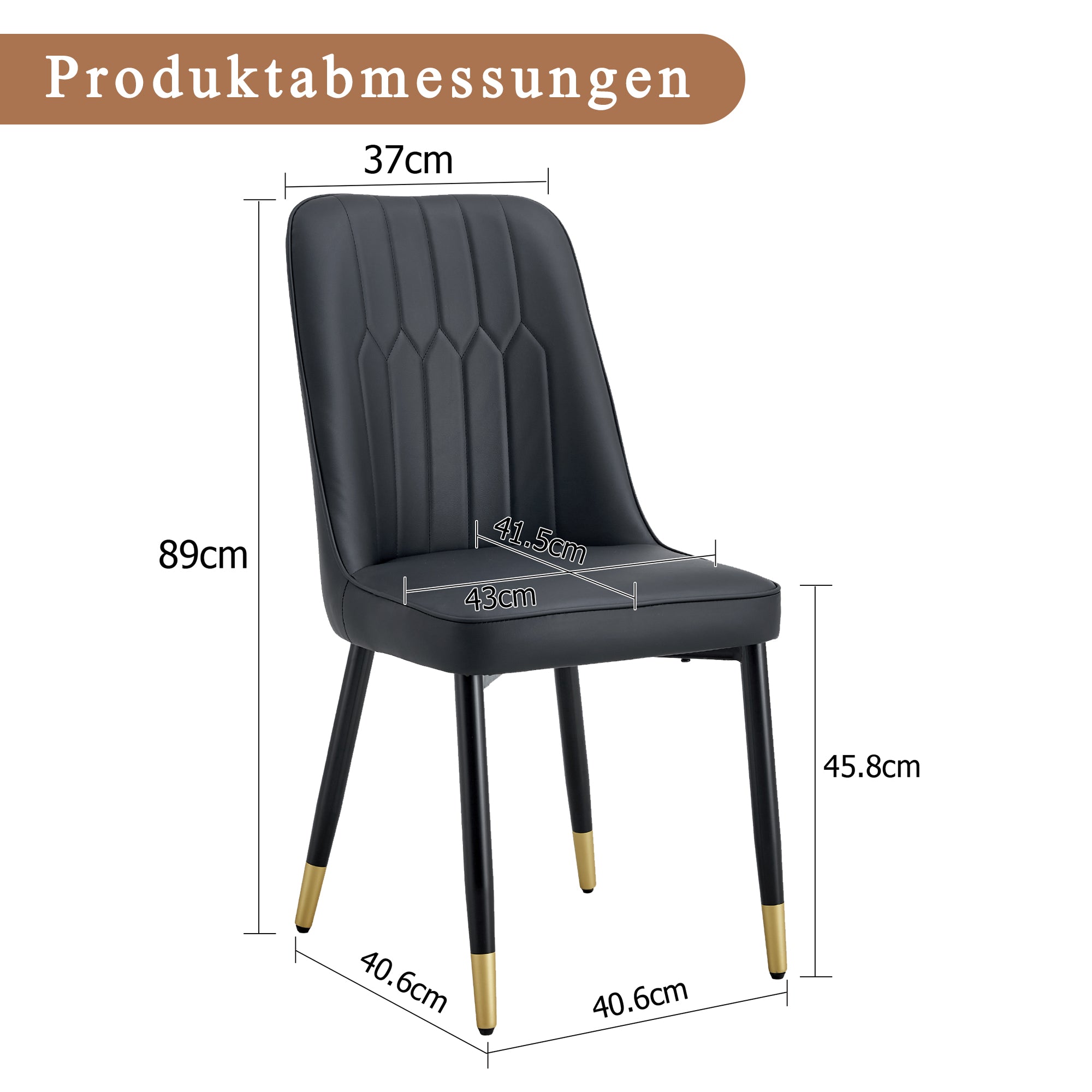 Logidon set van twee zwarte eetkamerstoelen met PU lederen rugkussens