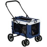 Logidon 2 in 1 hondenbuggy blauw afneembare mand met veiligheidslijnen