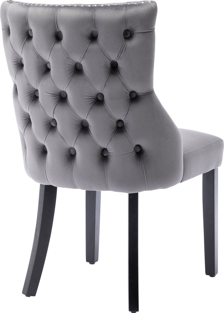 Merax Eetkamerstoel - Set van 2 Eetkamerstoelen - Stoel - Fauteuil - Grijs afbeelding 4
