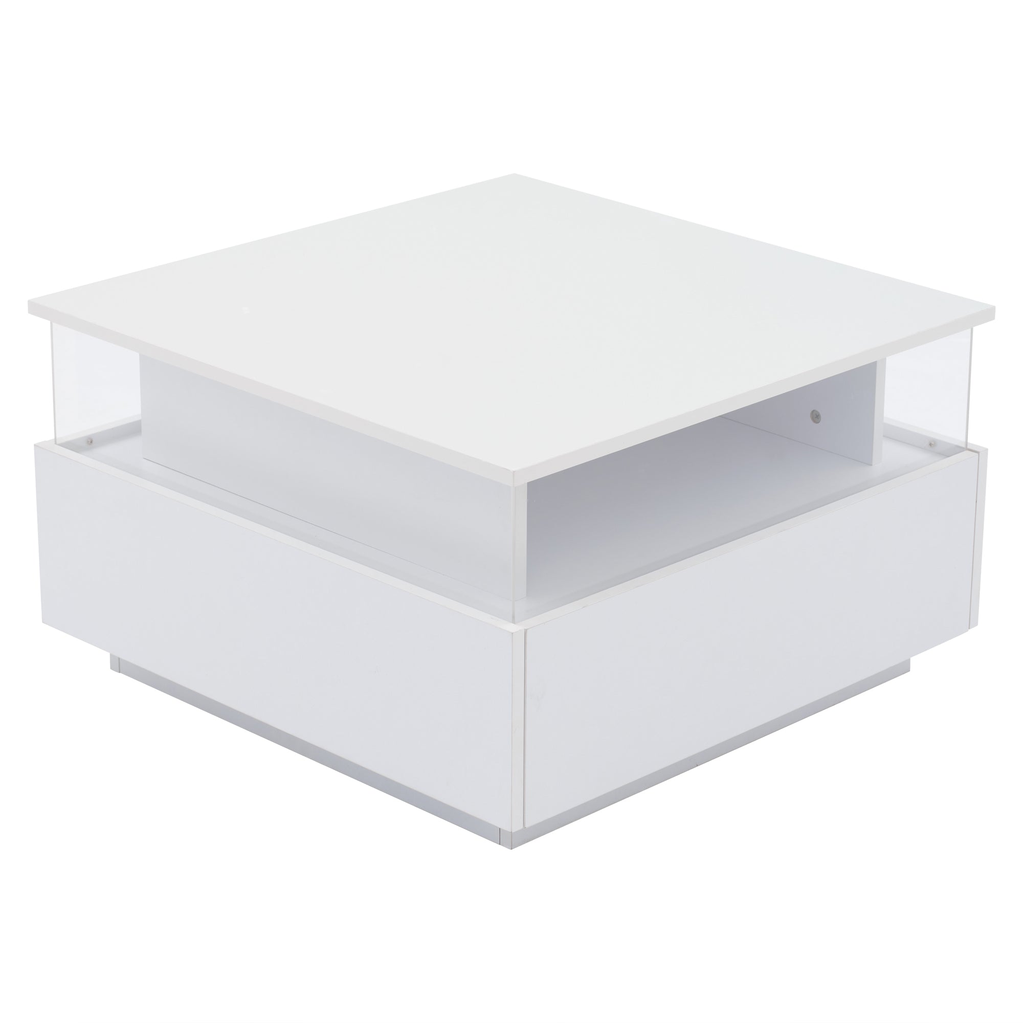 Logidon witte hoogglans salontafel 70x70x41 cm met LED-verlichting
