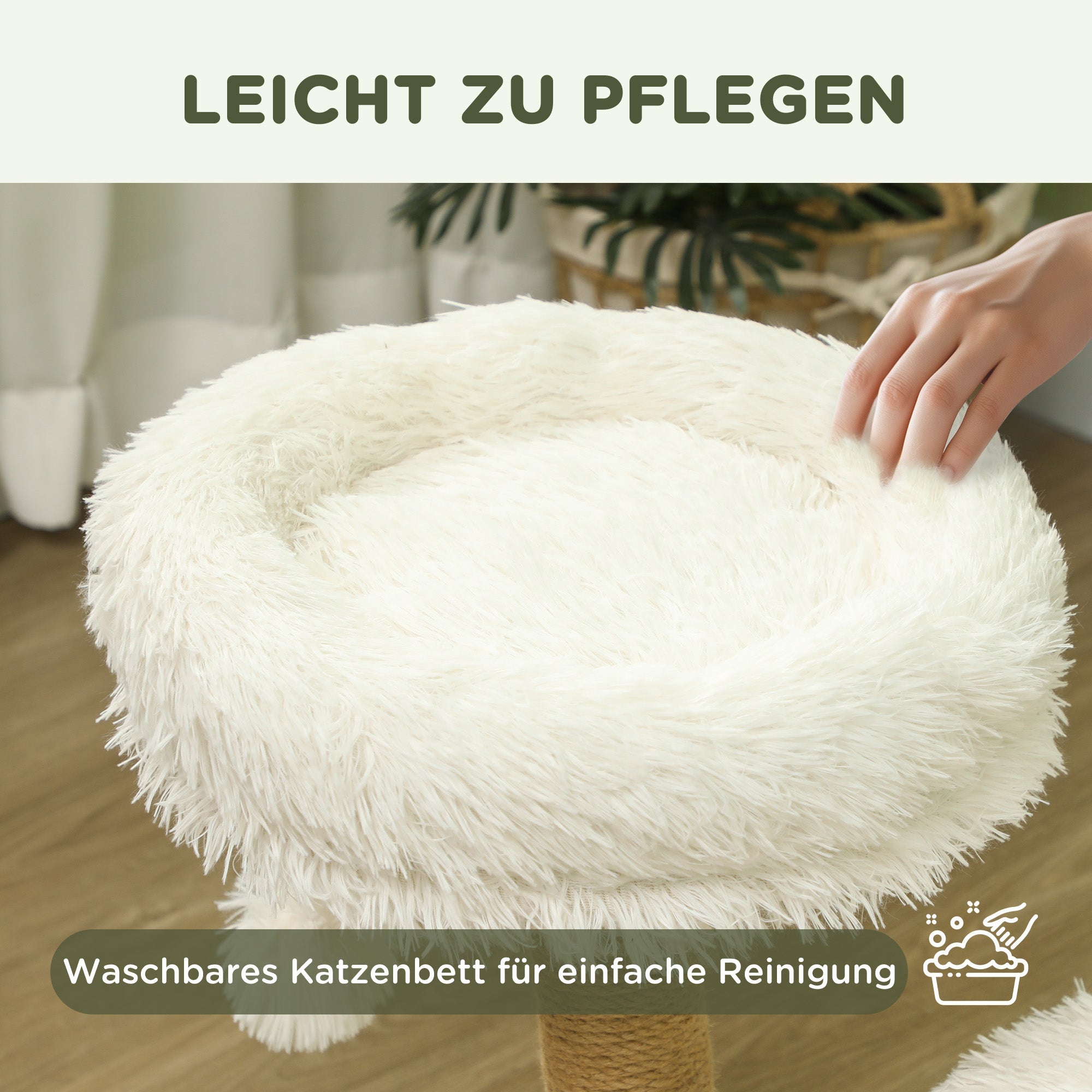 Logidon Kattentoren 61,5 cm Krabpaal van wit perenhout met speelgoedbal