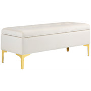 Logidon bank met opbergruimte beige fluweellook 120x44x44,5 cm