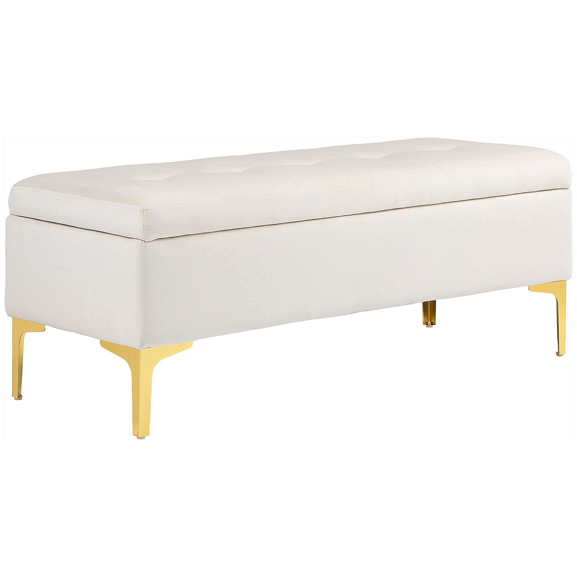 Logidon bank met opbergruimte beige fluweellook 120x44x44,5 cm