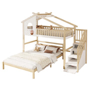 Logidon hoogslaper 90x200 cm vliering met opbergladder naturel wit