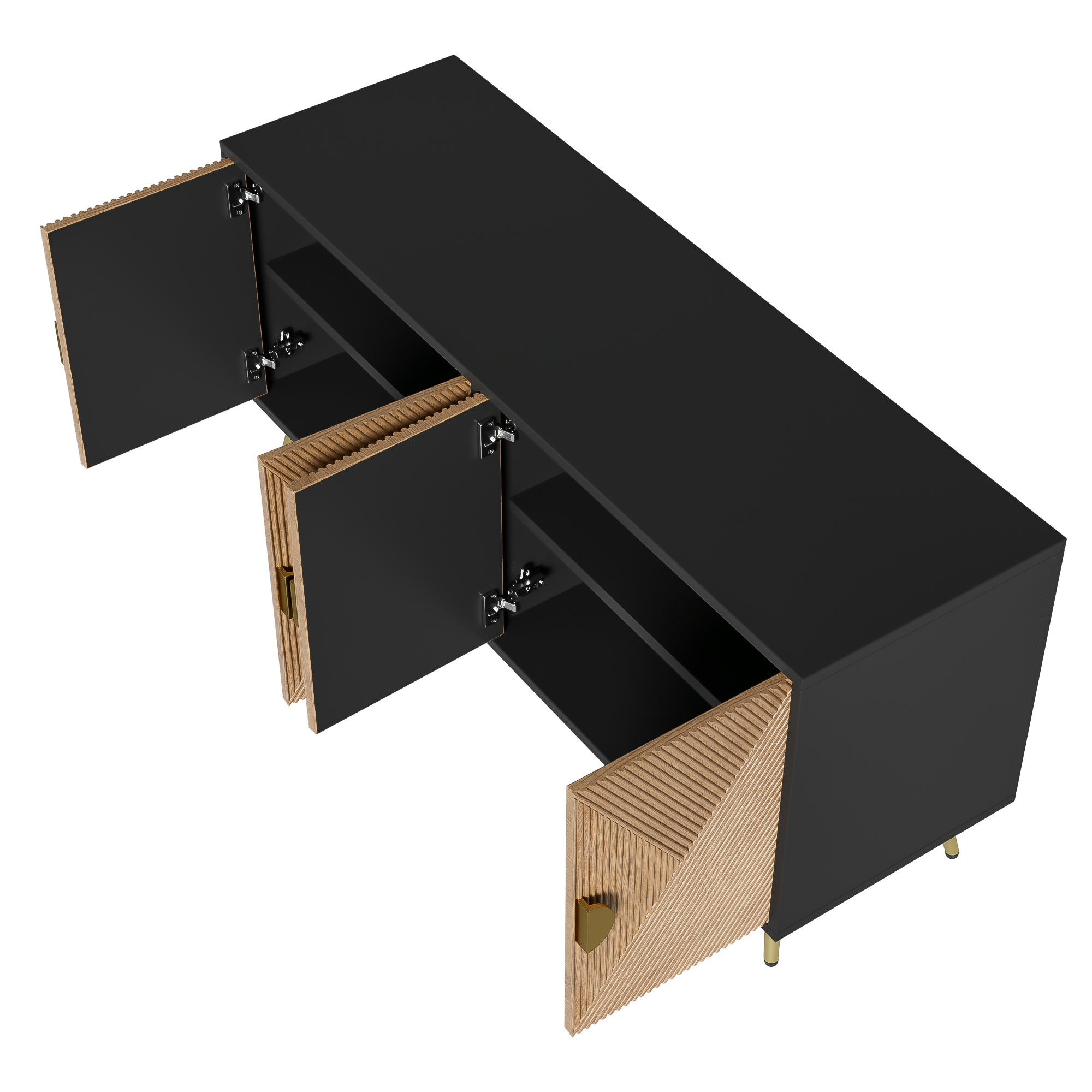 Logidon Dressoir 160 cm Bruin Vier Deuren Met Gouden Handgrepen
