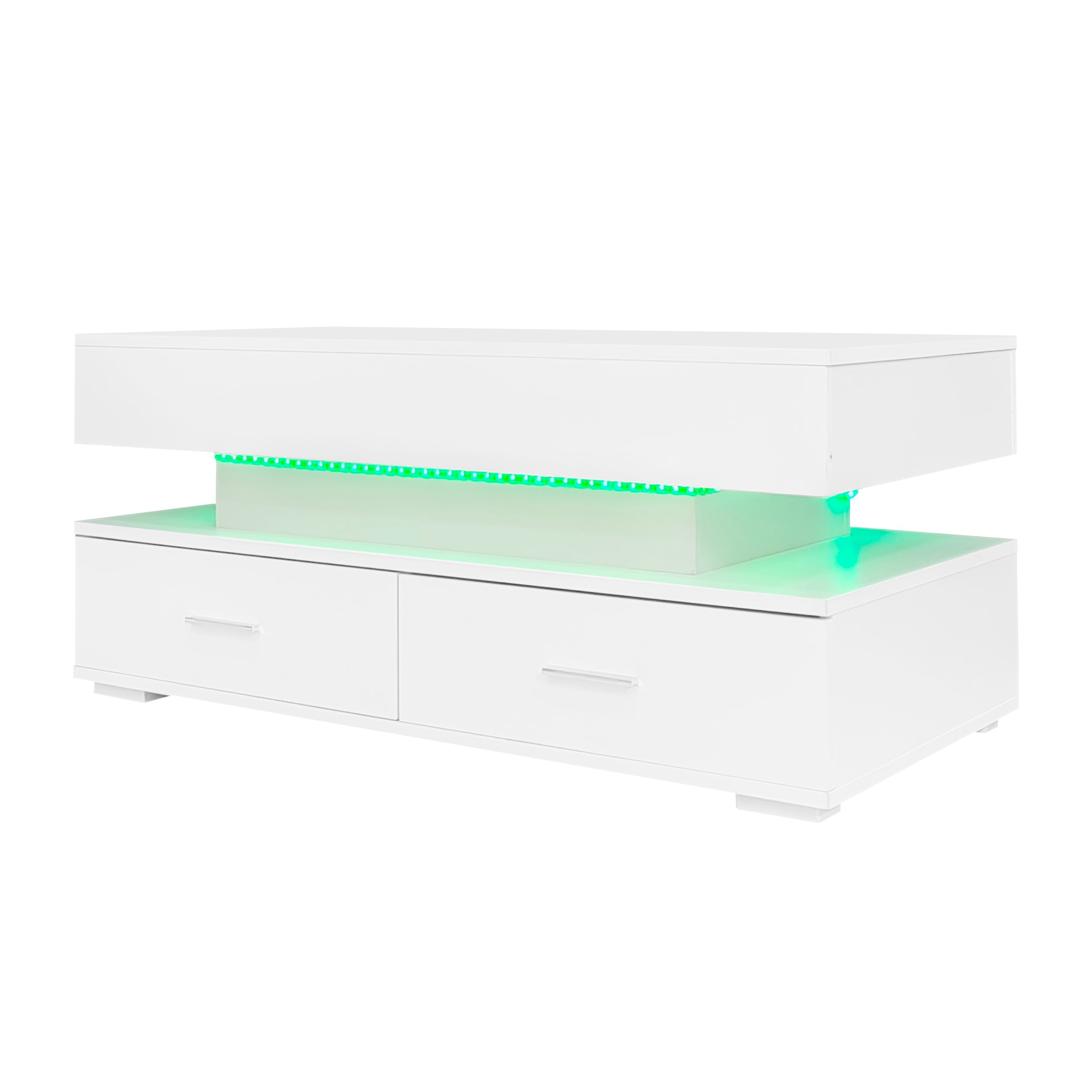 Logidon Hydraulisch in hoogte verstelbare salontafel 100x50x44 cm Wit LED