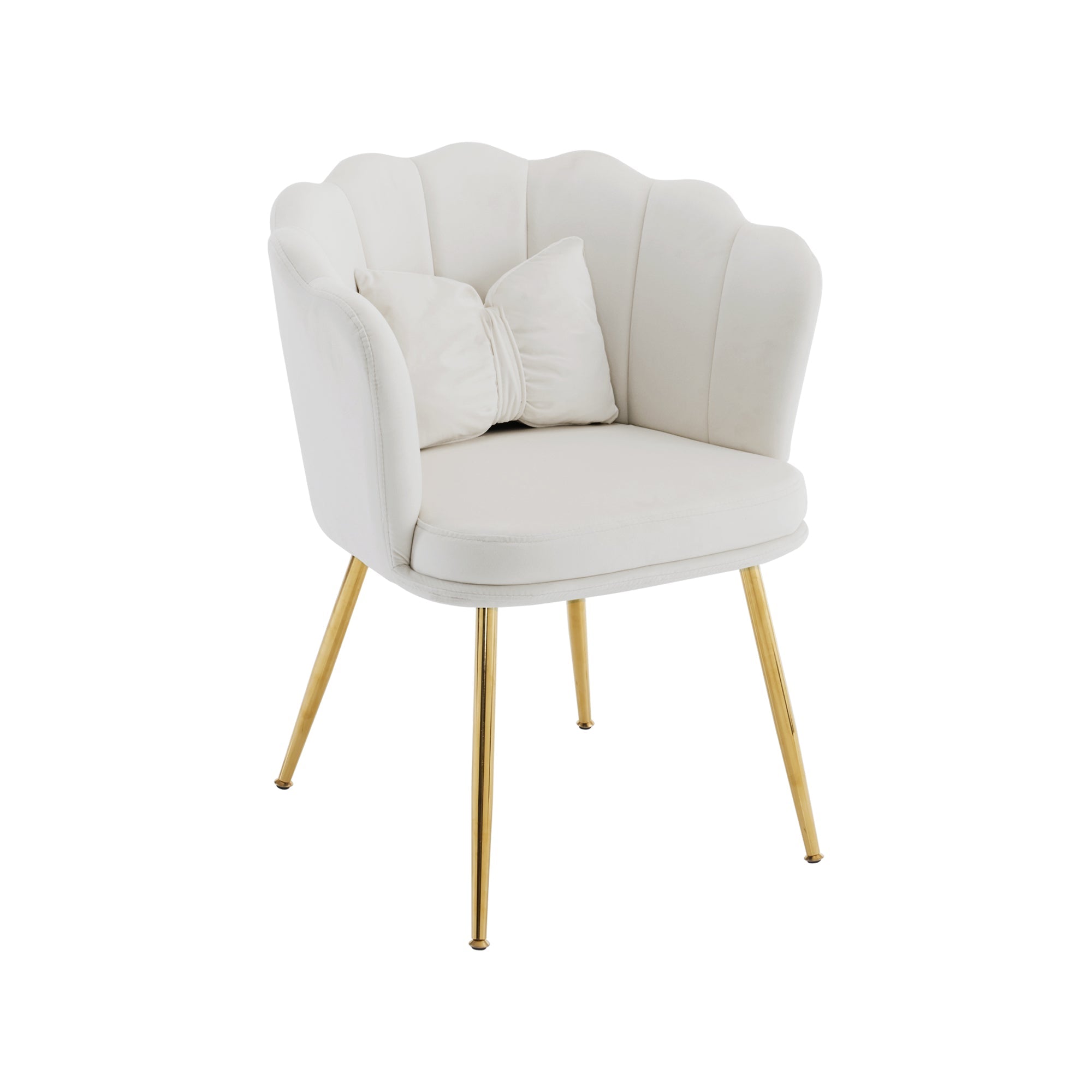 Logidon Moderne Fluwelen Fauteuil Beige Met Gouden Poten