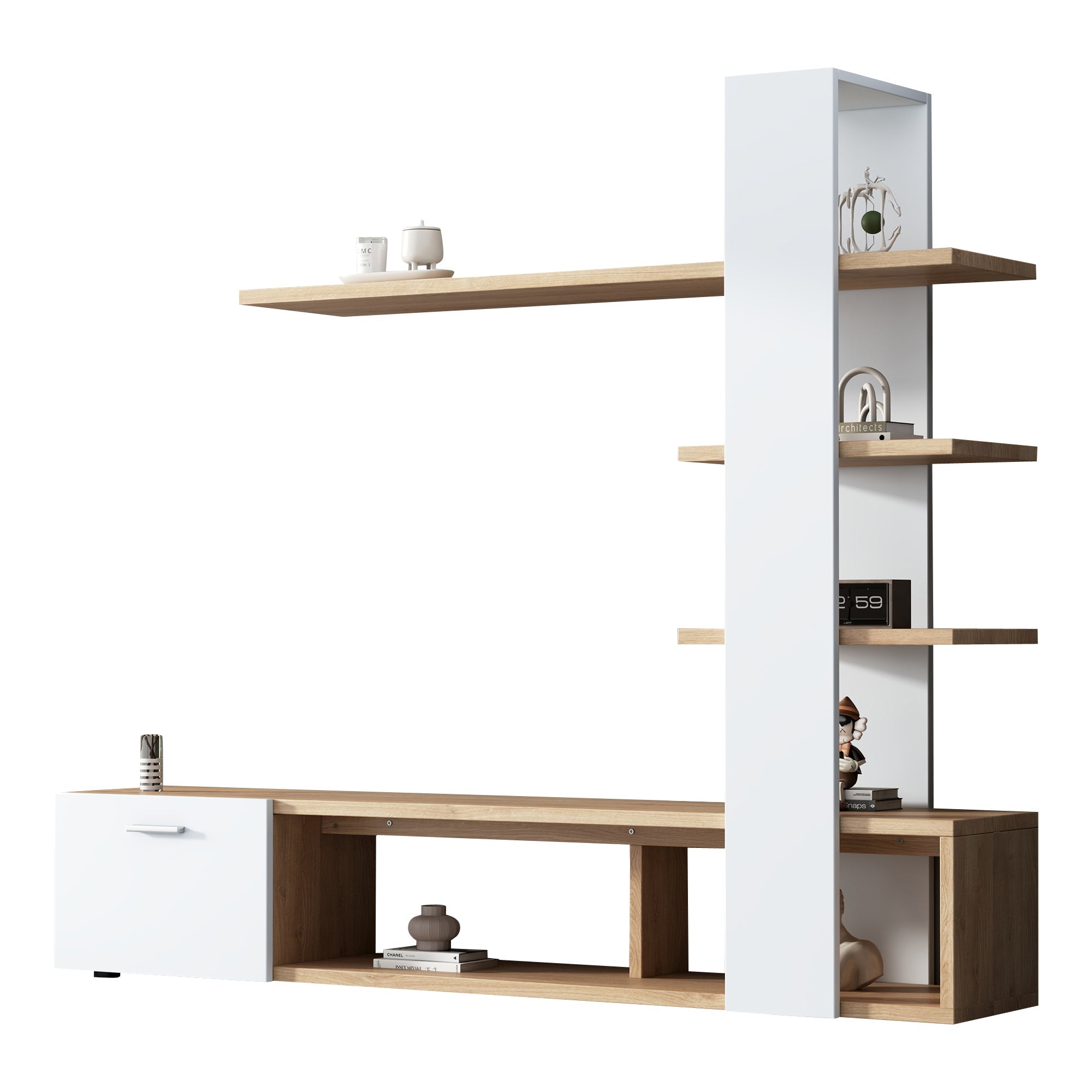Logidon Home TV wandmeubel eiken wit 180x33,5x151,5 cm